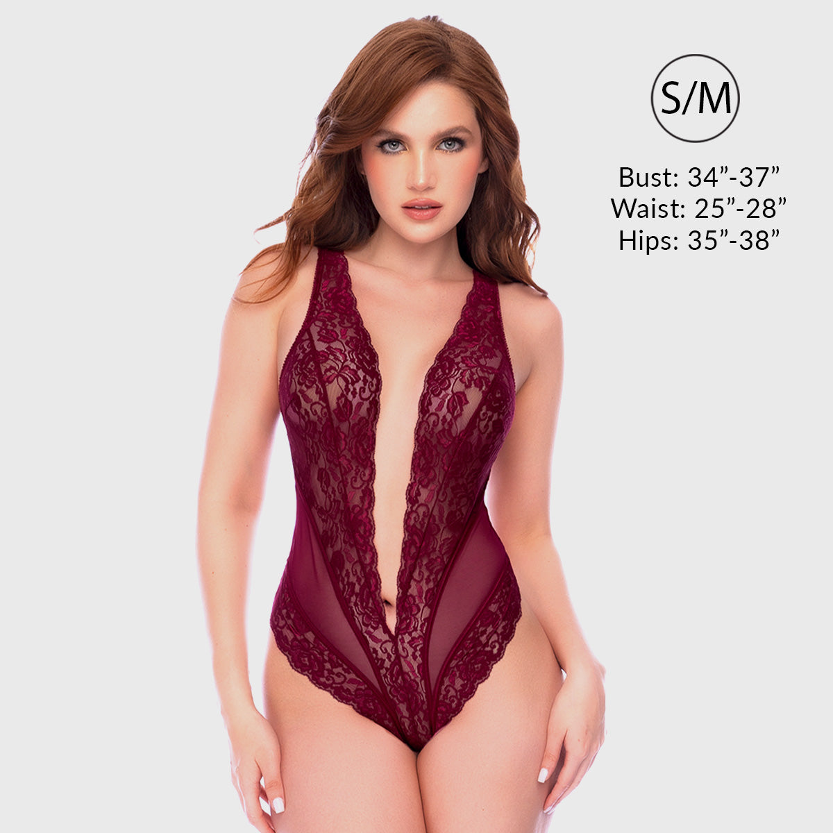 Liberator Seraphina bordeaux S/M teddy dentelle ouvert