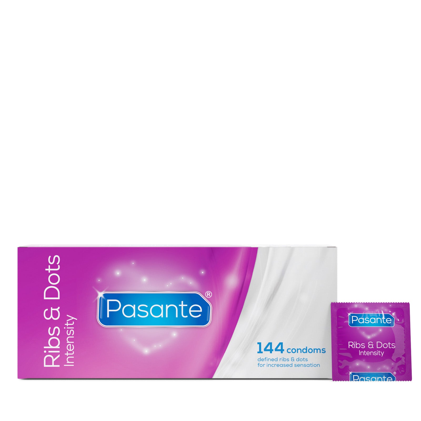 Pasante Intensity préservatifs 144 pièces nervurés et perlés