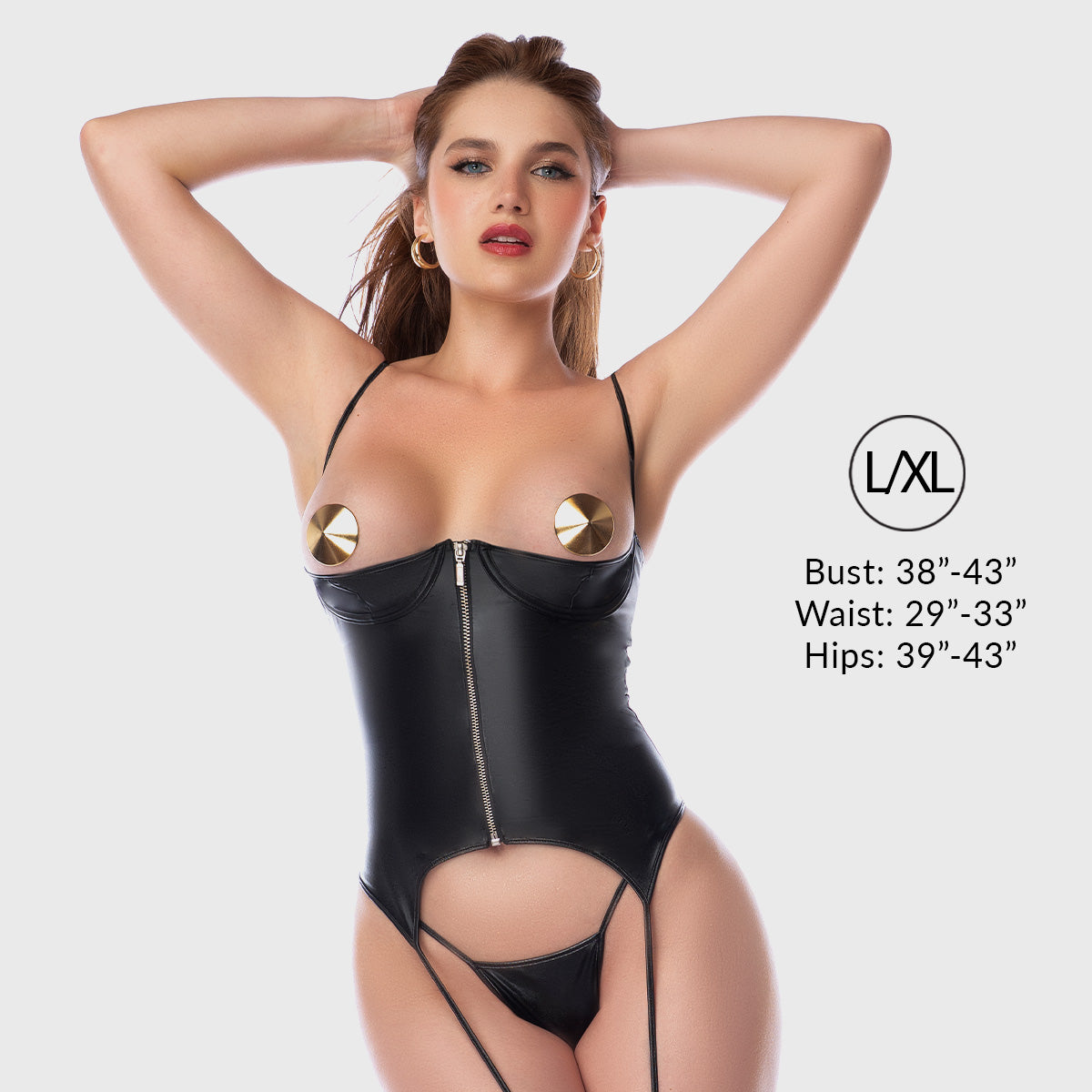 Liberator Kira body sexy S/M effet mouillé avec jarretelles
