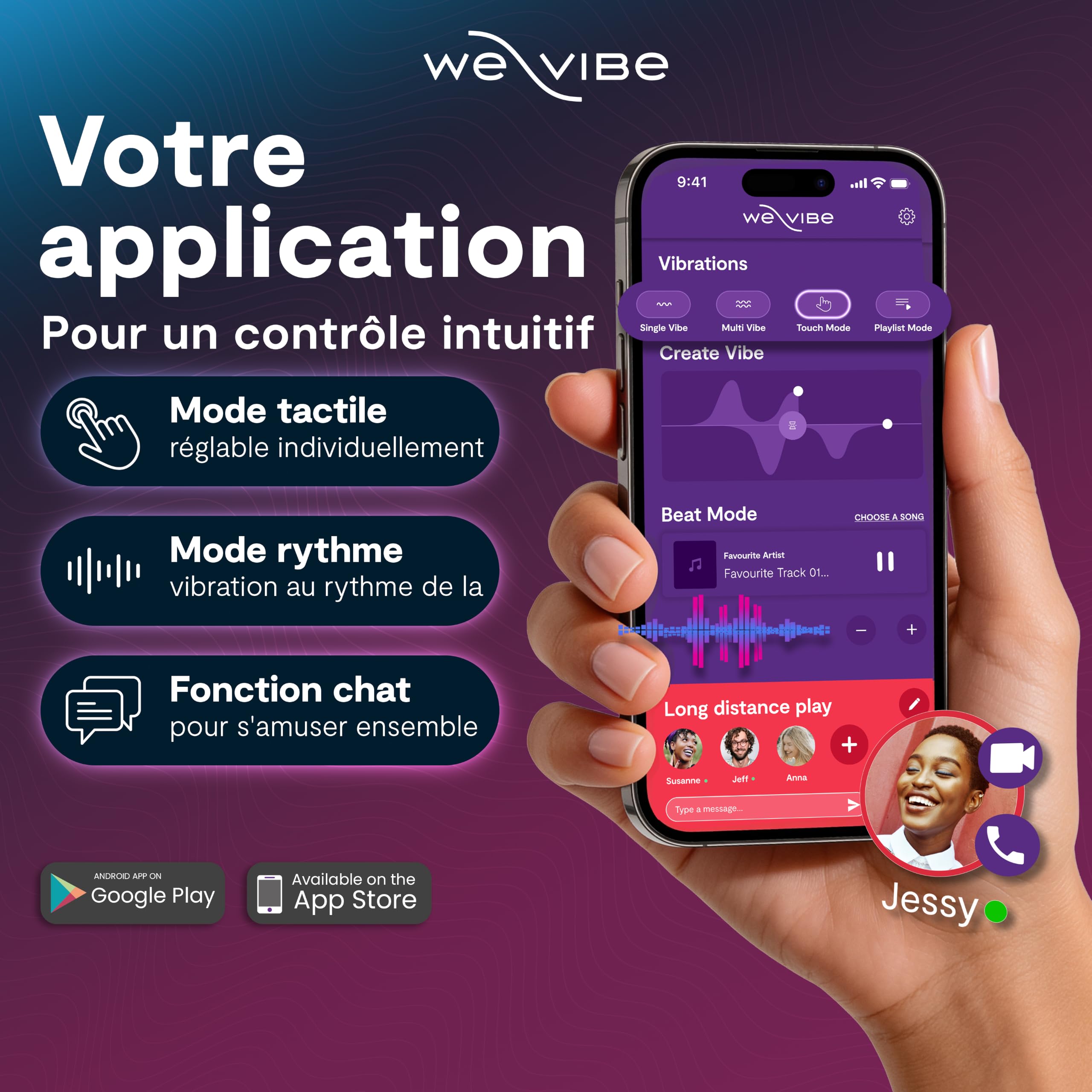 We-Vibe Shared Touch vibromasseur couple noir appli