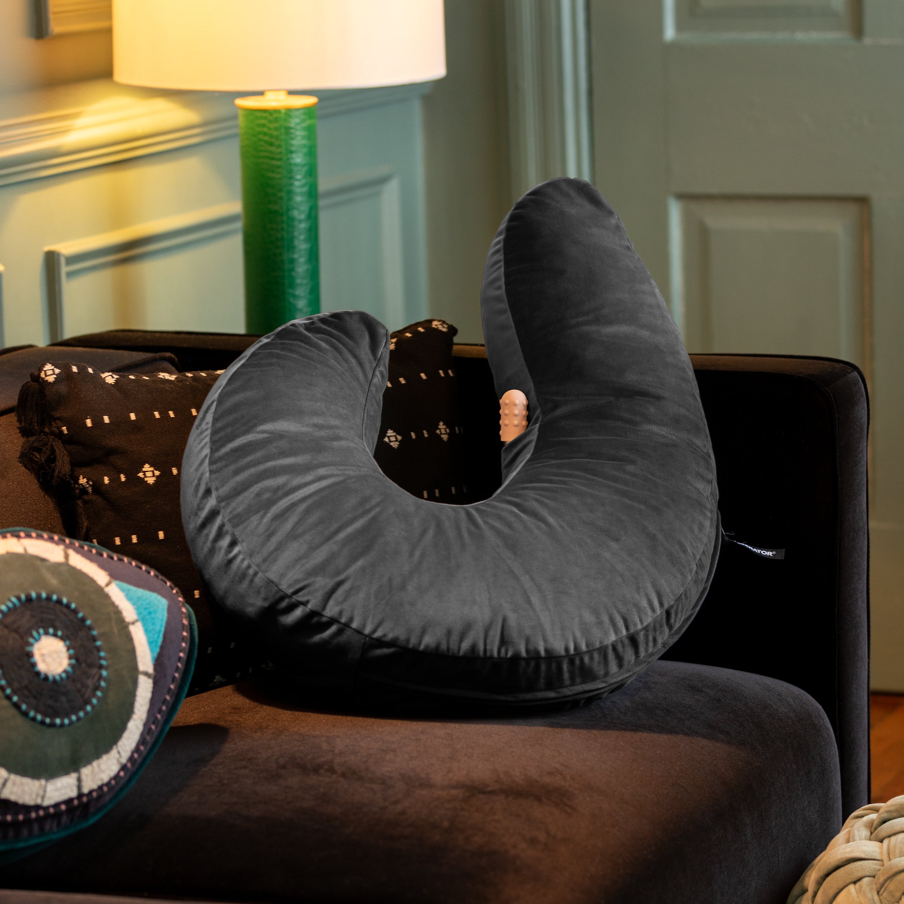 Liberator Lune coussin mémoire + mini-vibromasseur microvelours noir