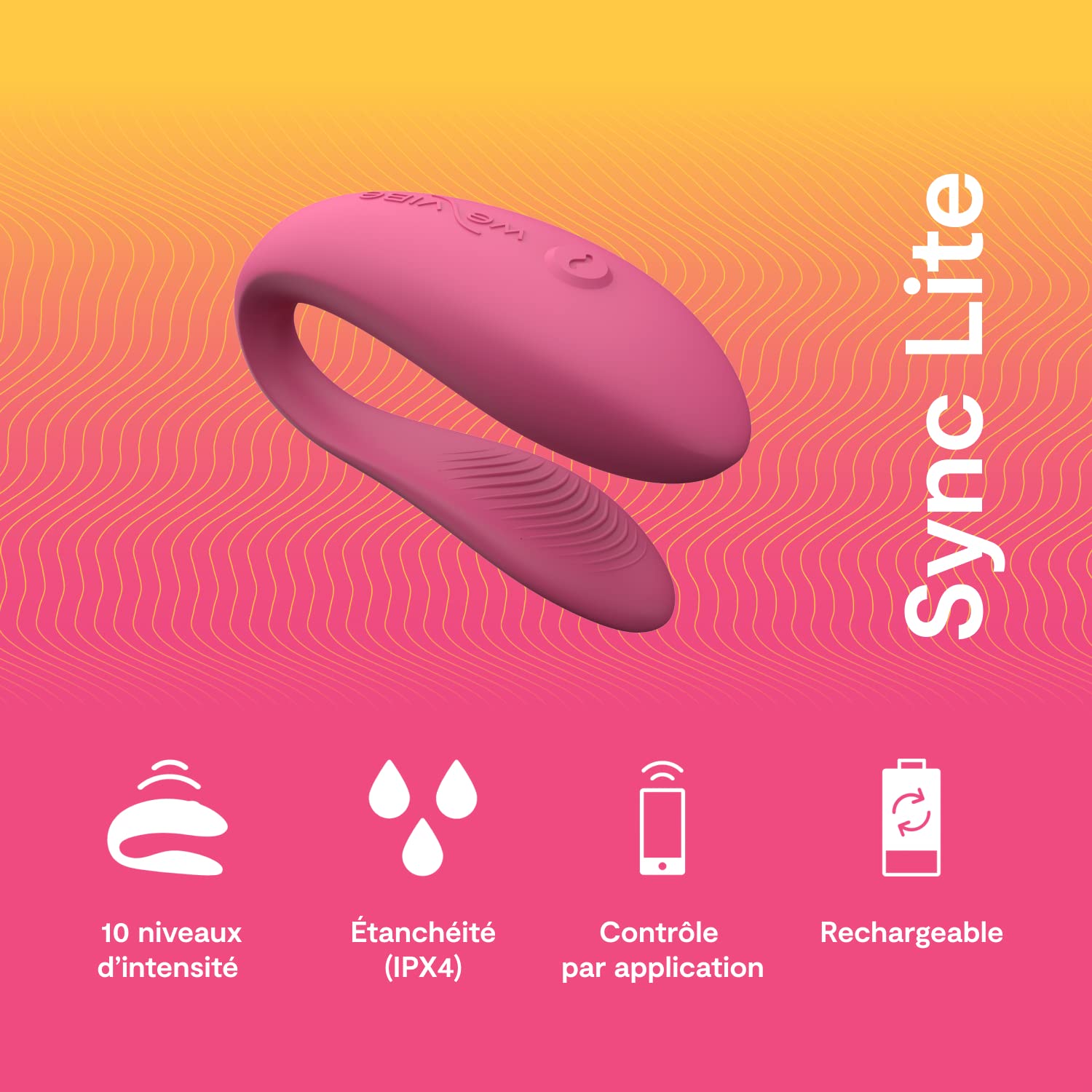 We-Vibe Sync Lite vibromasseur couple rose silicone rechargeable