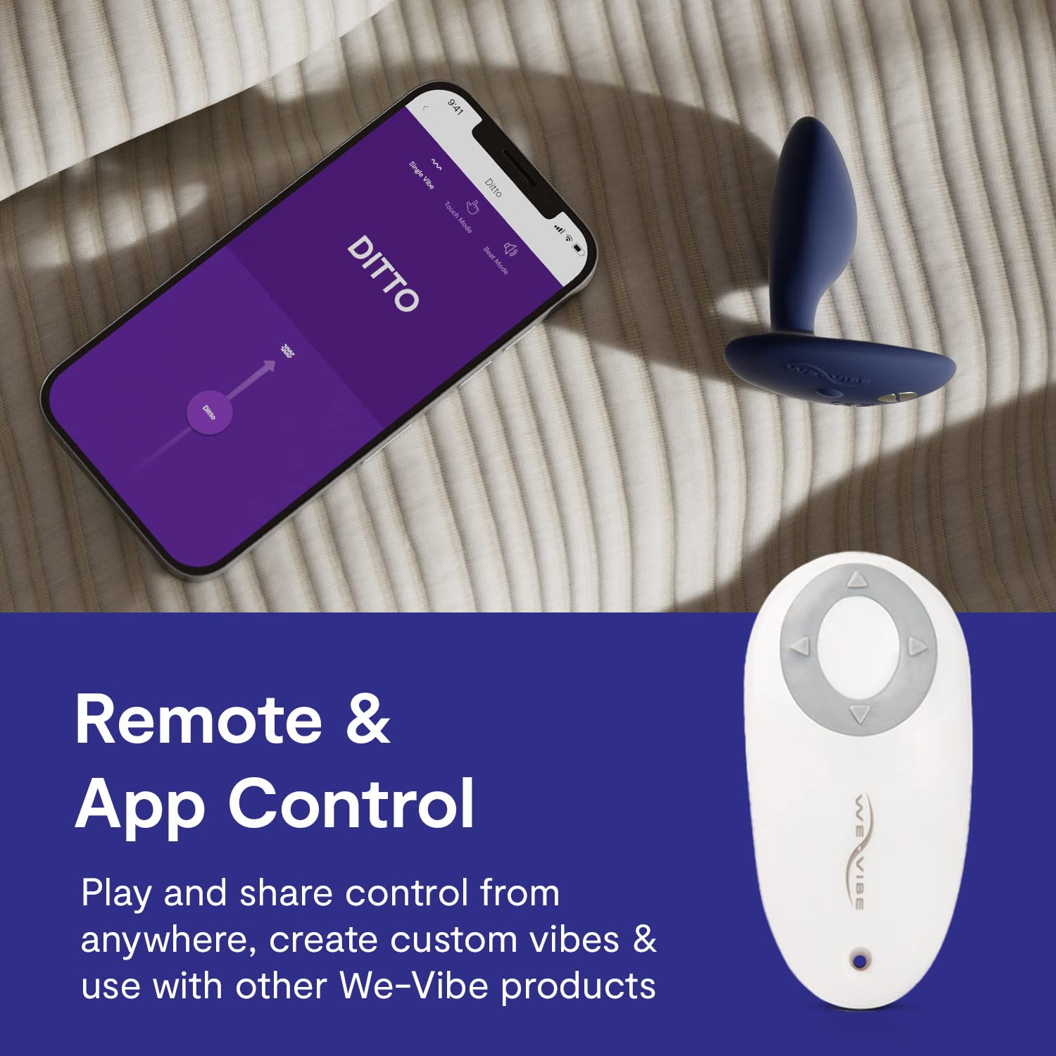We-Vibe Ditto plug anal vibrant bleu télécommande