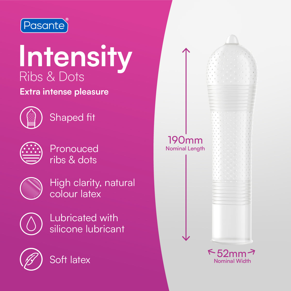 Pasante Intensity préservatifs texturés 36 pcs nervurés