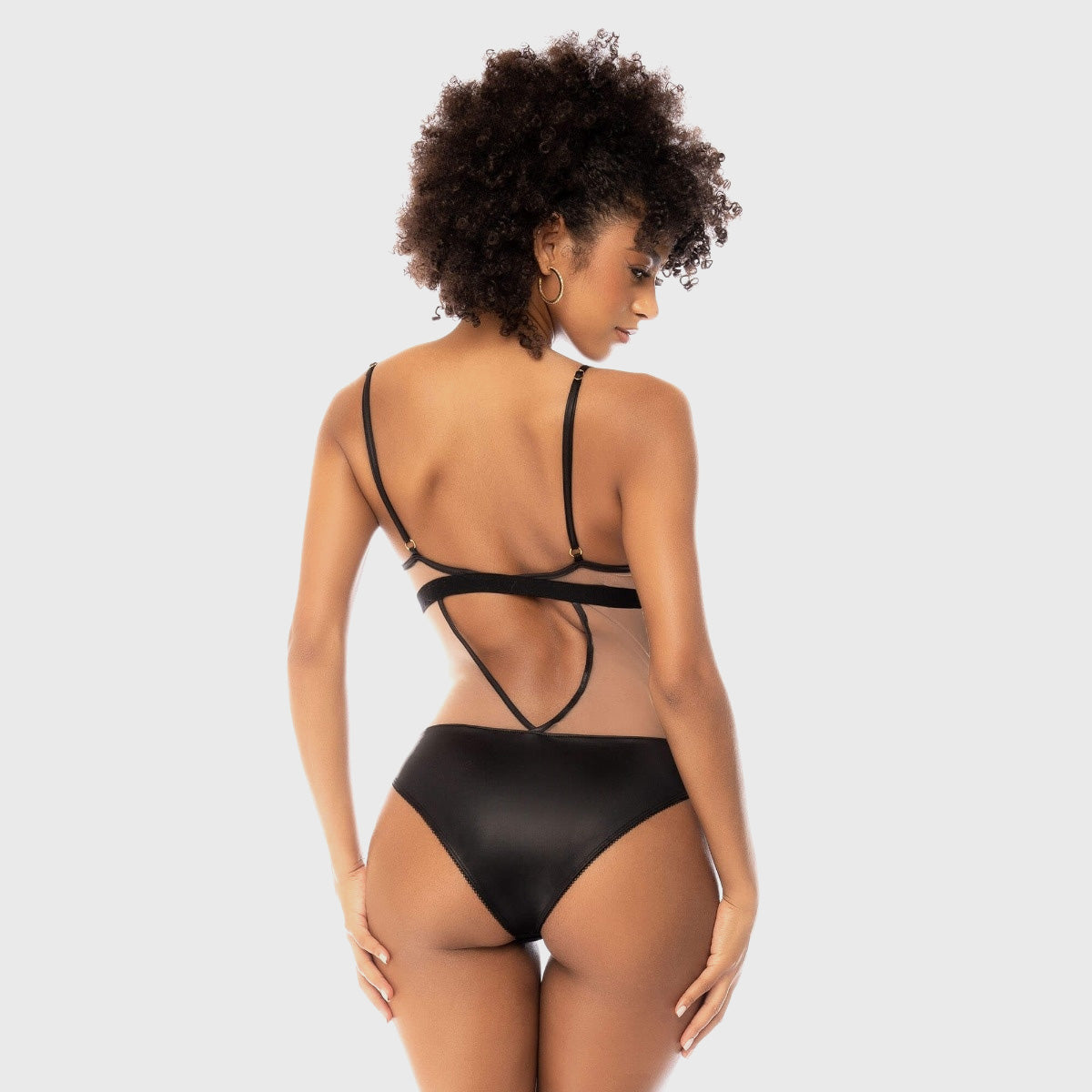 Liberator Damsel body tulle noir XL effet cuir broche