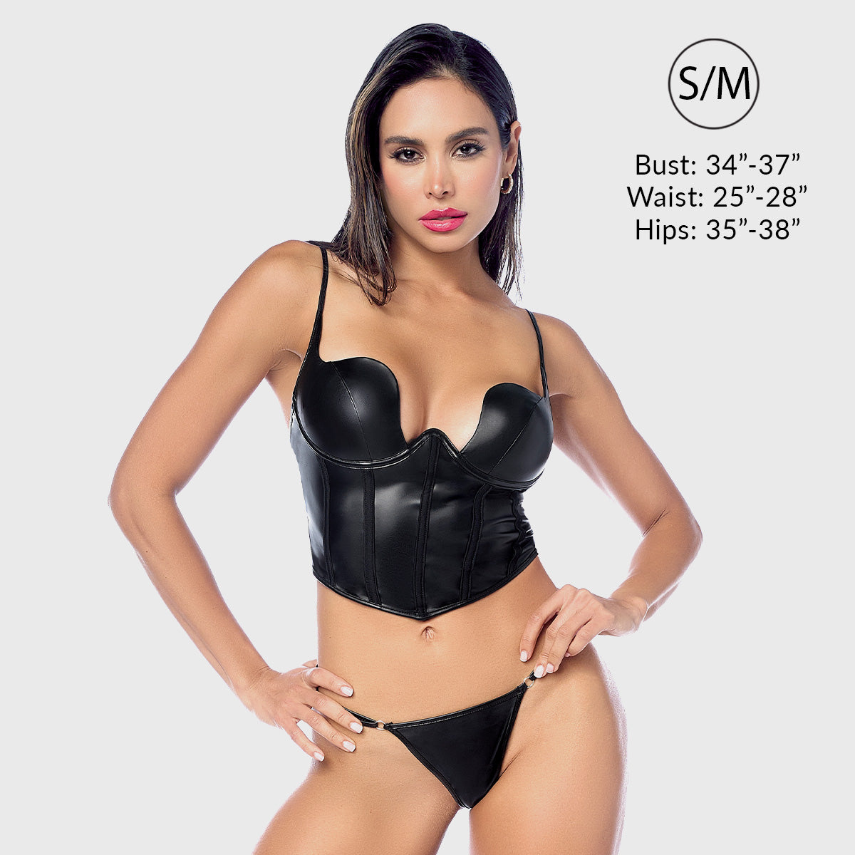Liberator Nyx Bustier & Panty Ensemble Lingerie Simili Cuir S/M