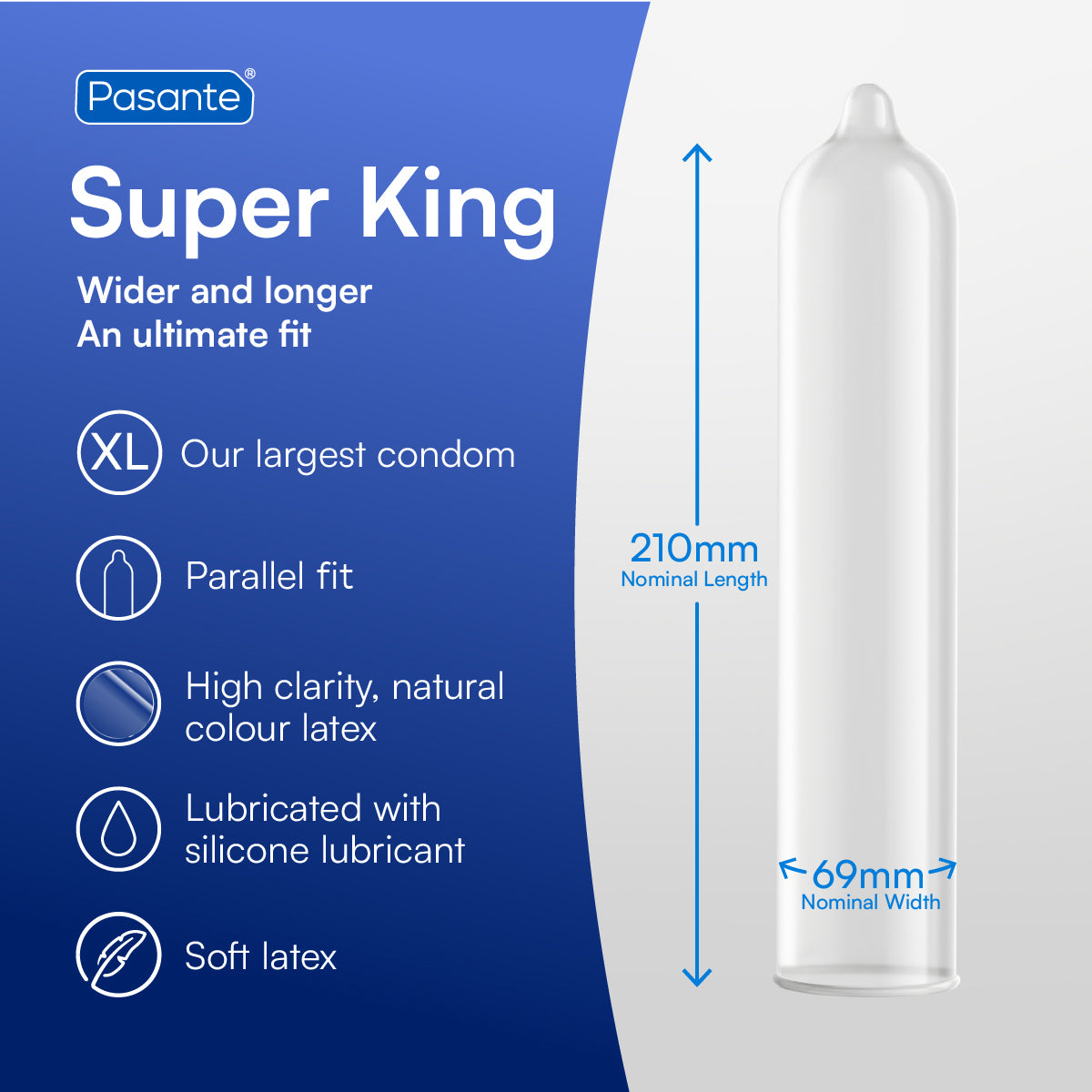 Pasante Super King Préservatifs larges 72 pièces