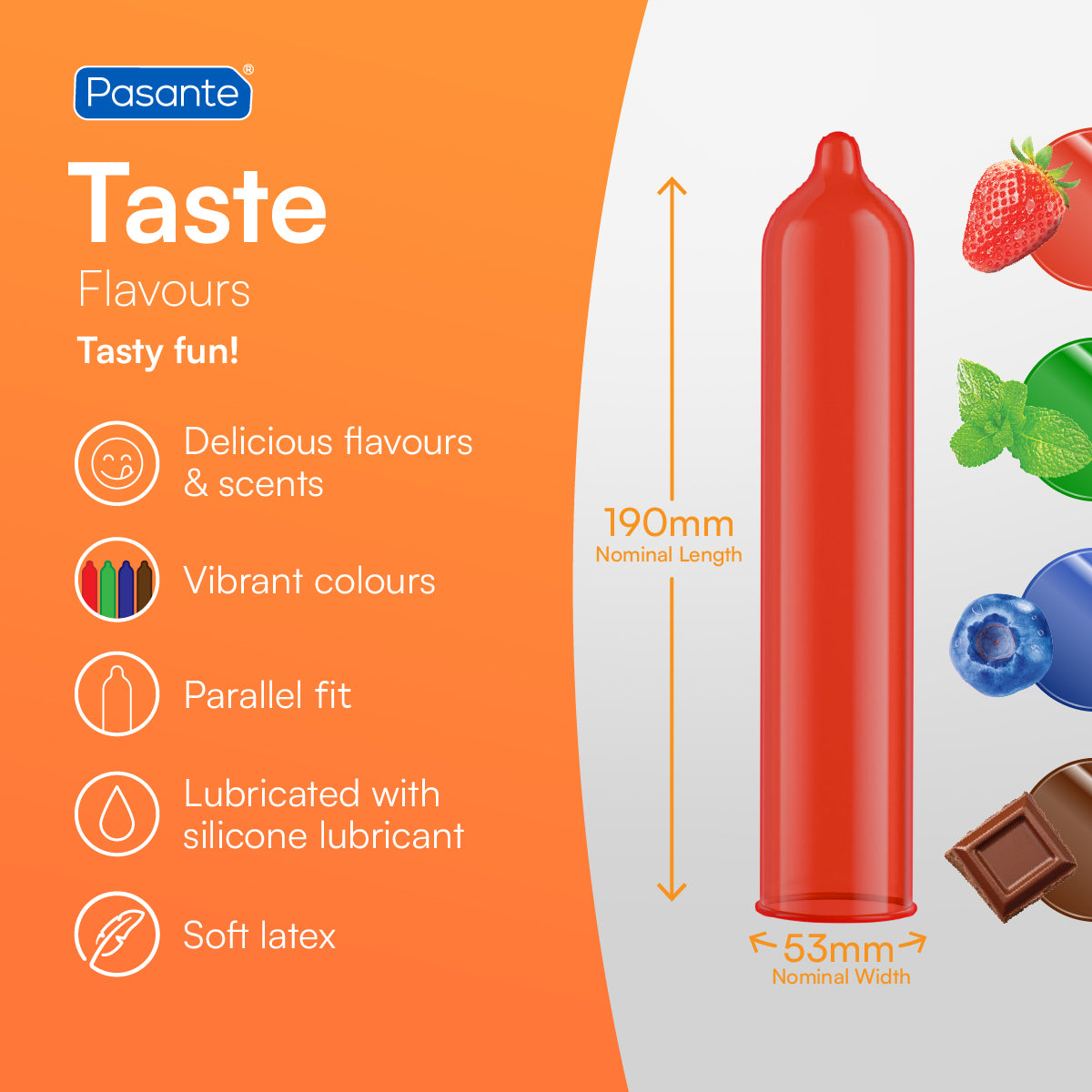 Pasante Taste préservatifs aromatisés 3 menthe fraise myrtille