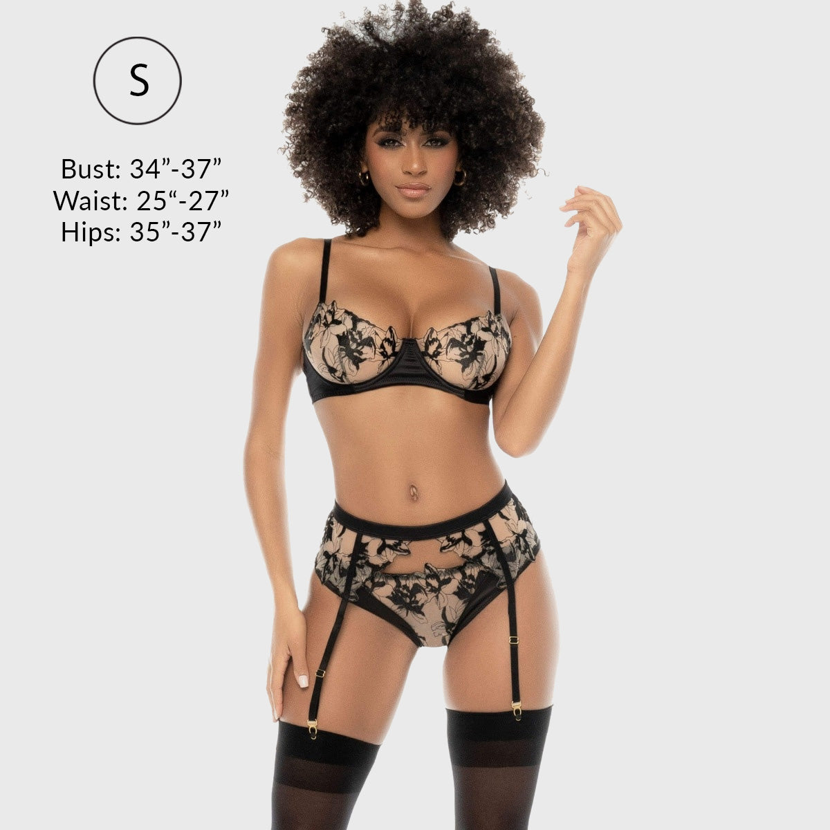 Liberator Mia ensemble lingerie Small dentelle satin 3 pièces