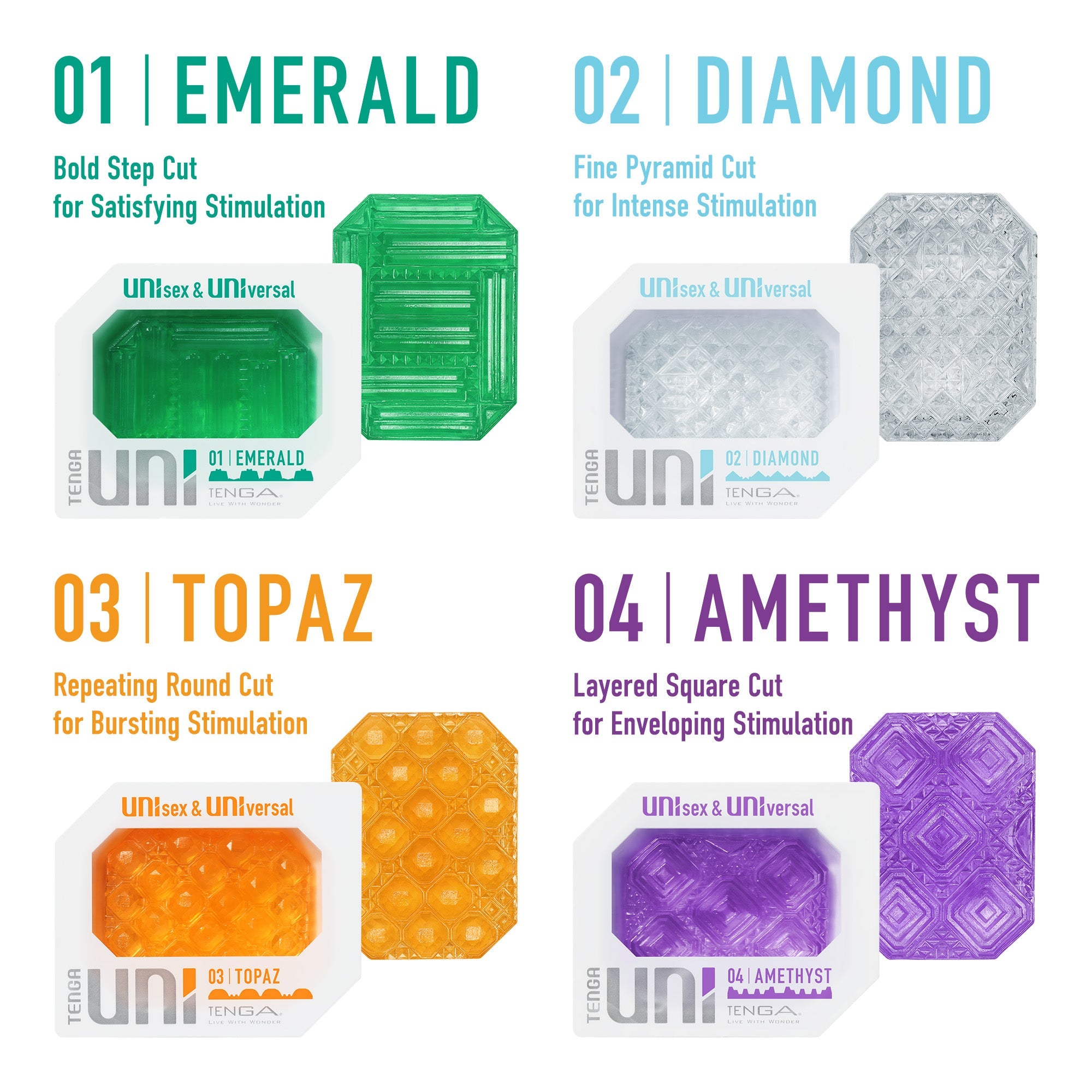 Tenga Uni Variety Pack 4 masturbateurs mixtes jetables