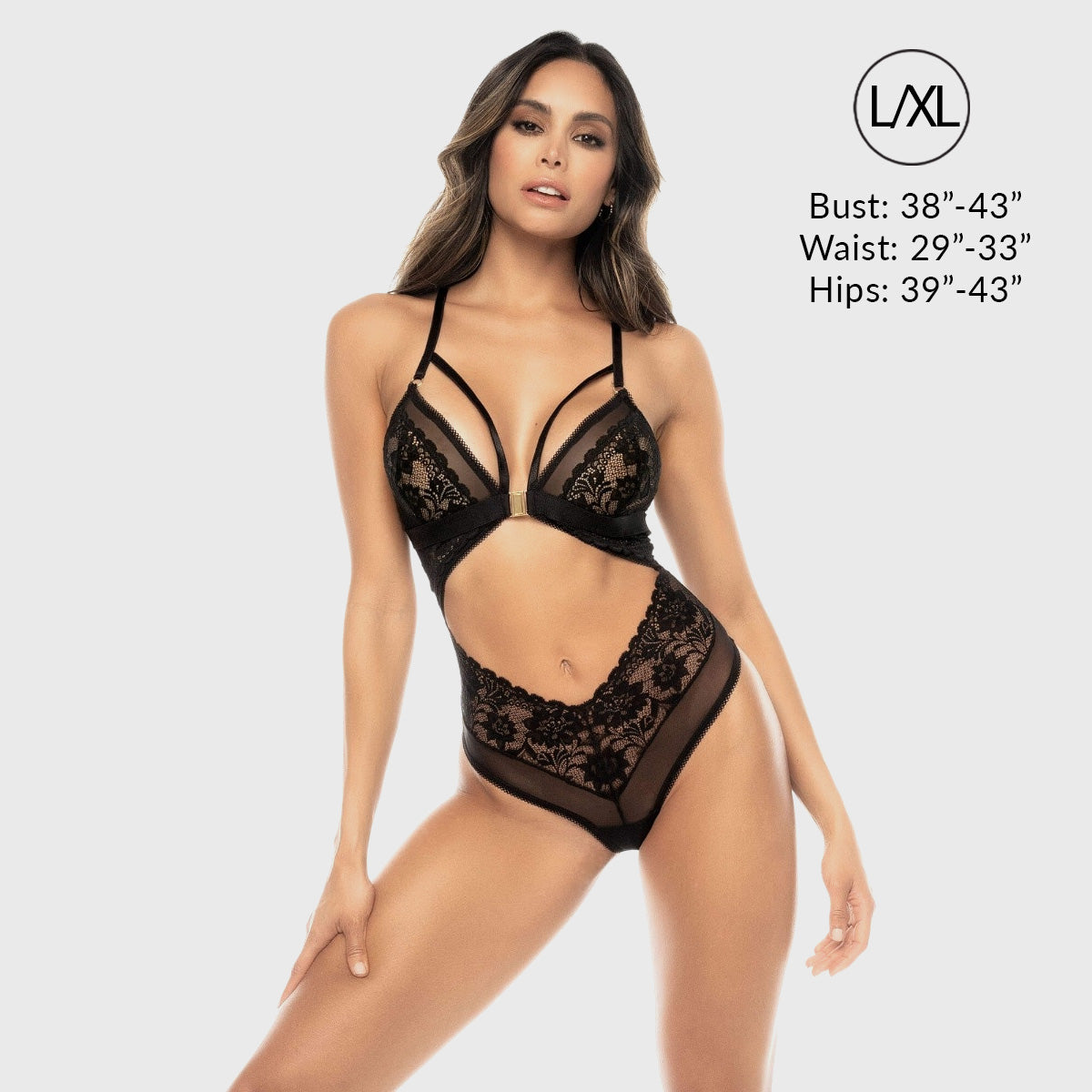Liberator Ava Body Dentelle Florale Mesh Transparent L/XL