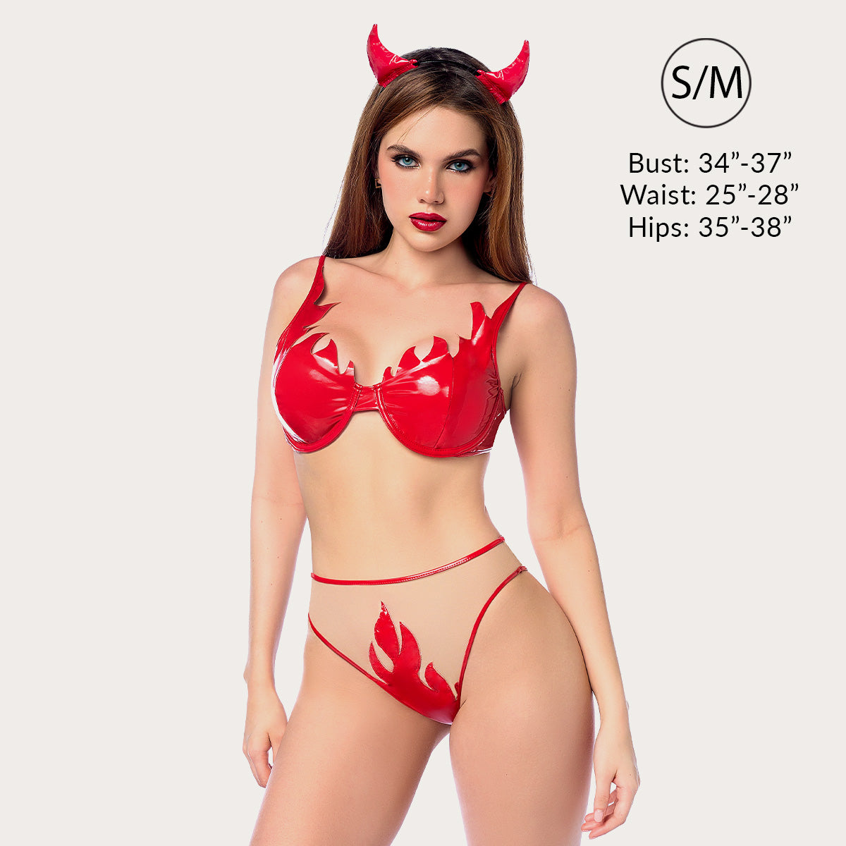 Liberator Pandora ensemble diablesse rouge 3 pièces S/M