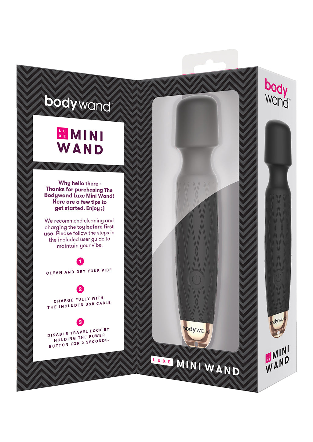 Bodywand Luxe Mini Wand masseur noir 7 modes USB