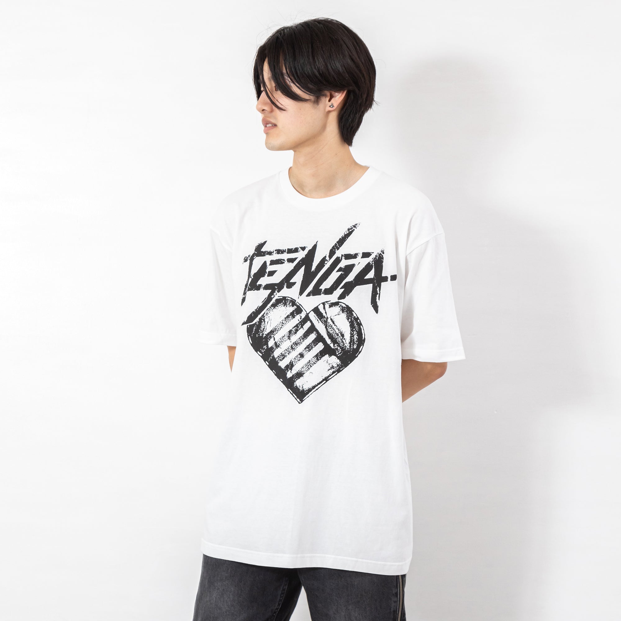 TENGA Hearts T-shirt blanc coton taille L