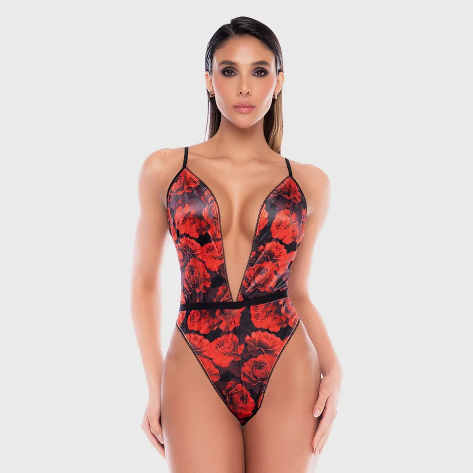 Liberator Rosalie teddy body dentelle S/M roses rouges