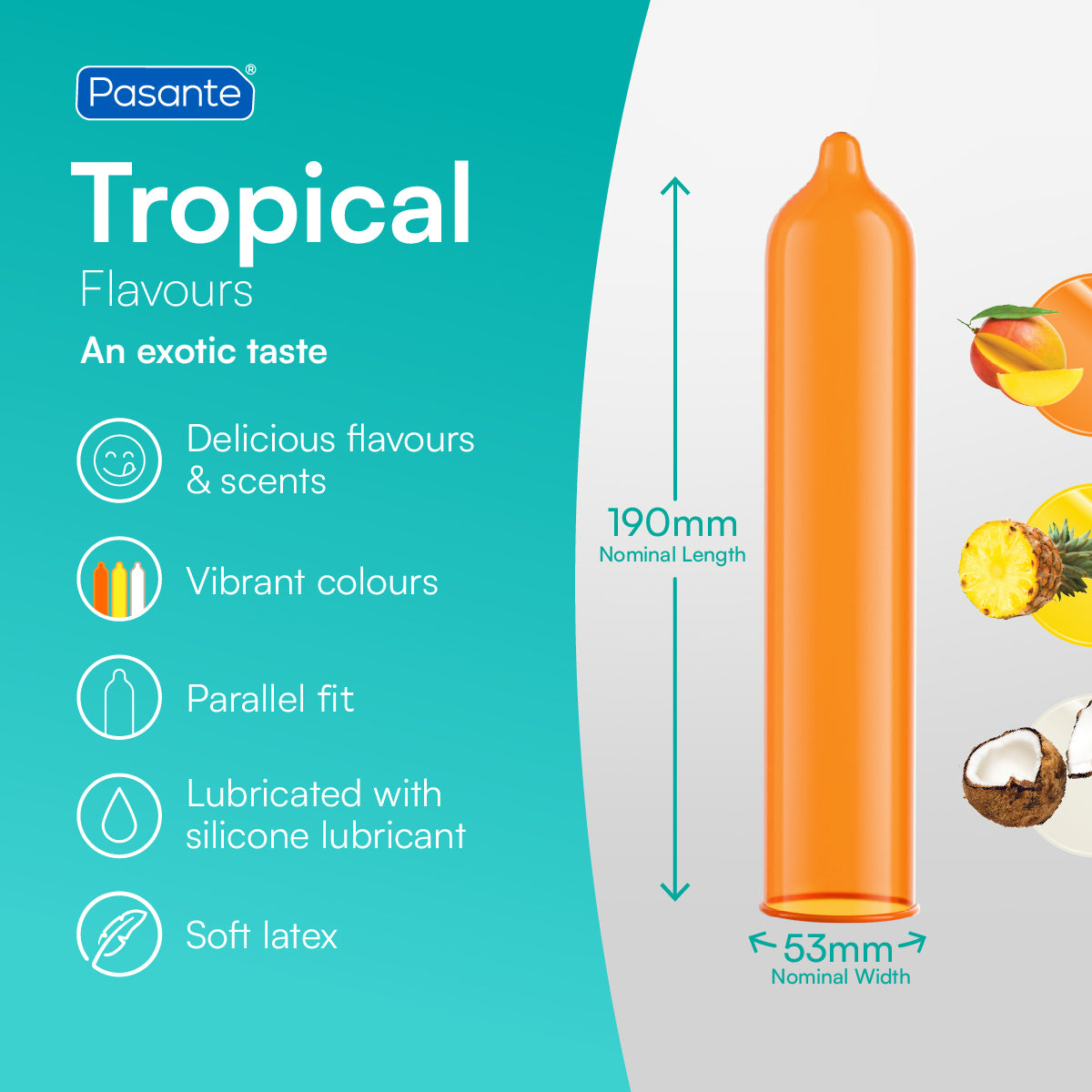 Pasante Tropical préservatifs aromatisés 144 latex exotique