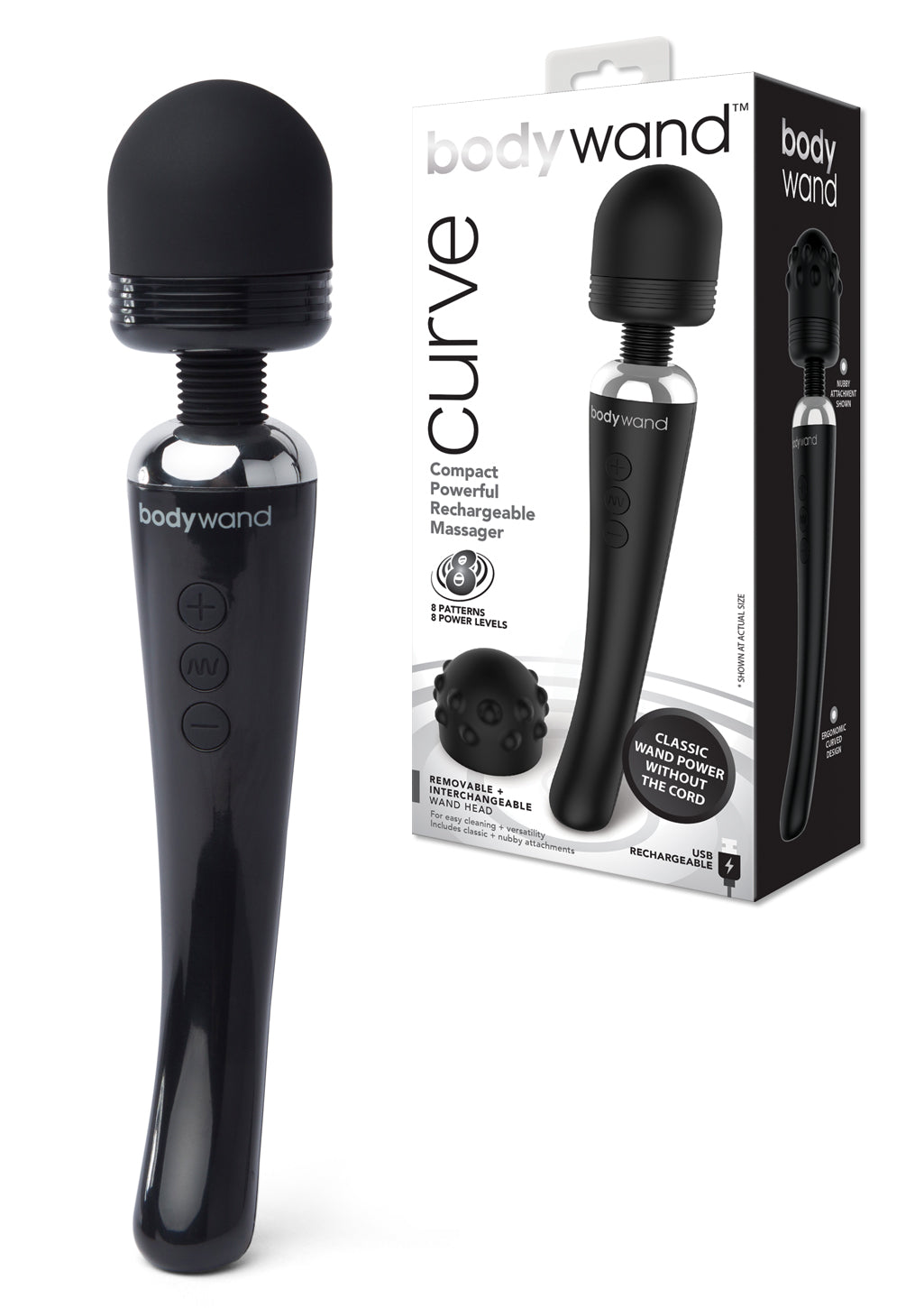 Bodywand Massagers Curve wand vibrant noir rechargeable