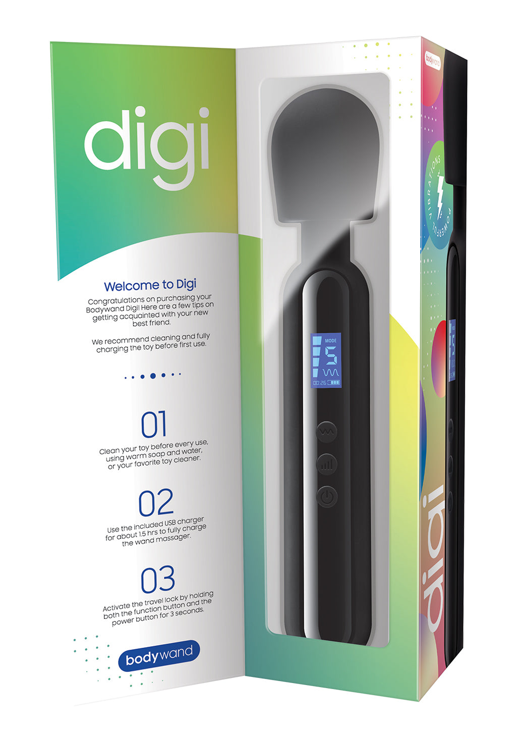 Bodywand Digi baguette vibrante silicone USB écran LED