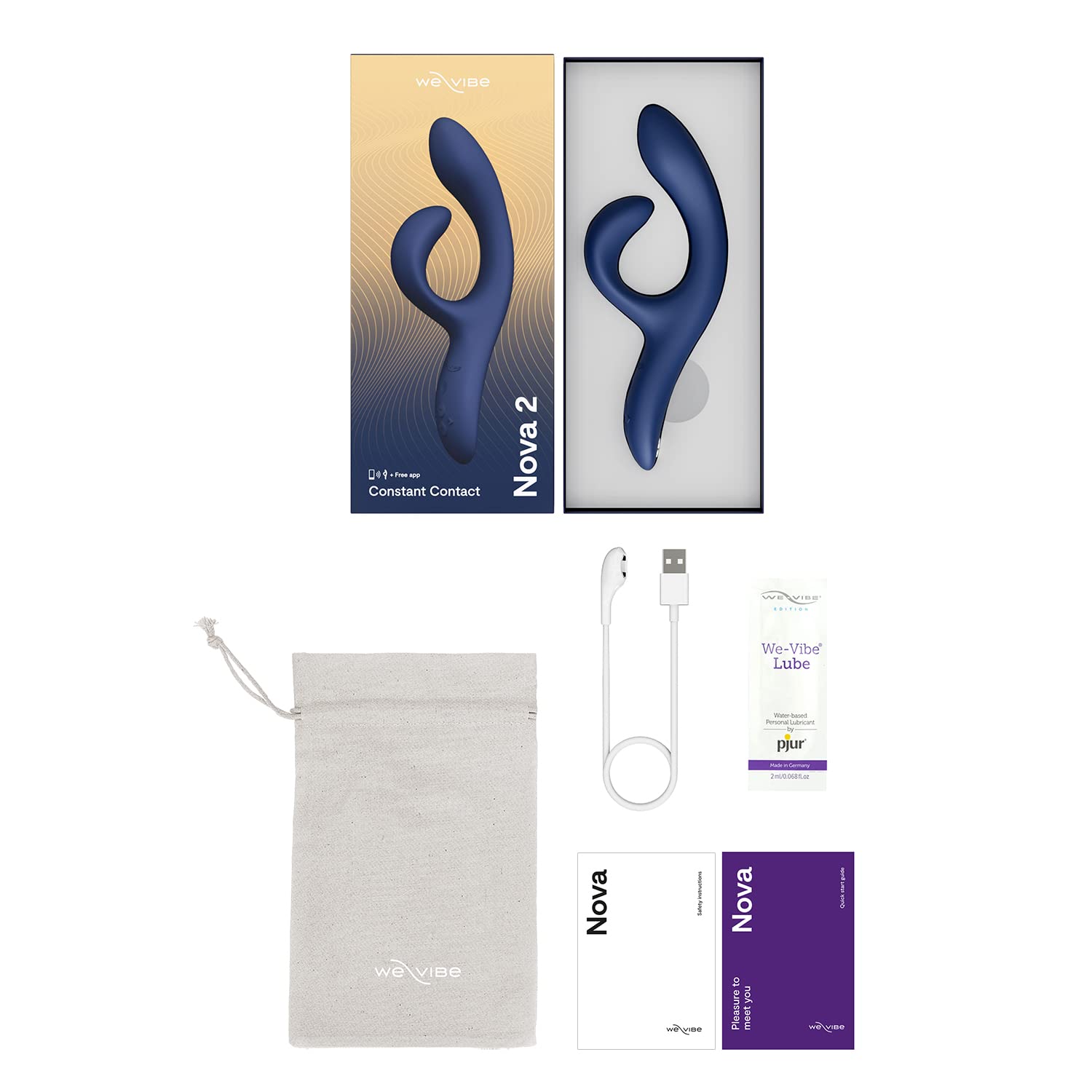 We-Vibe Nova 2 rabbit vibrant bleu stimulation double