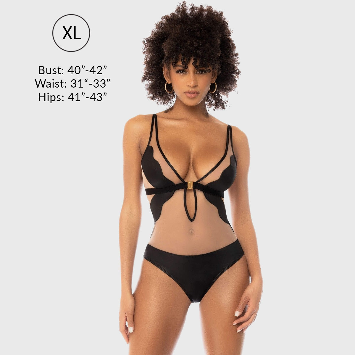 Liberator Damsel body tulle noir XL effet cuir broche