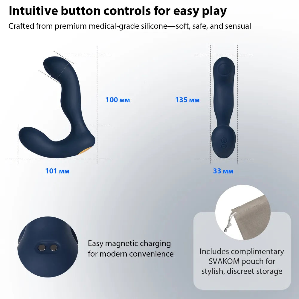 Svakom Iker Neo vibromasseur prostatique Navy Blue connecté