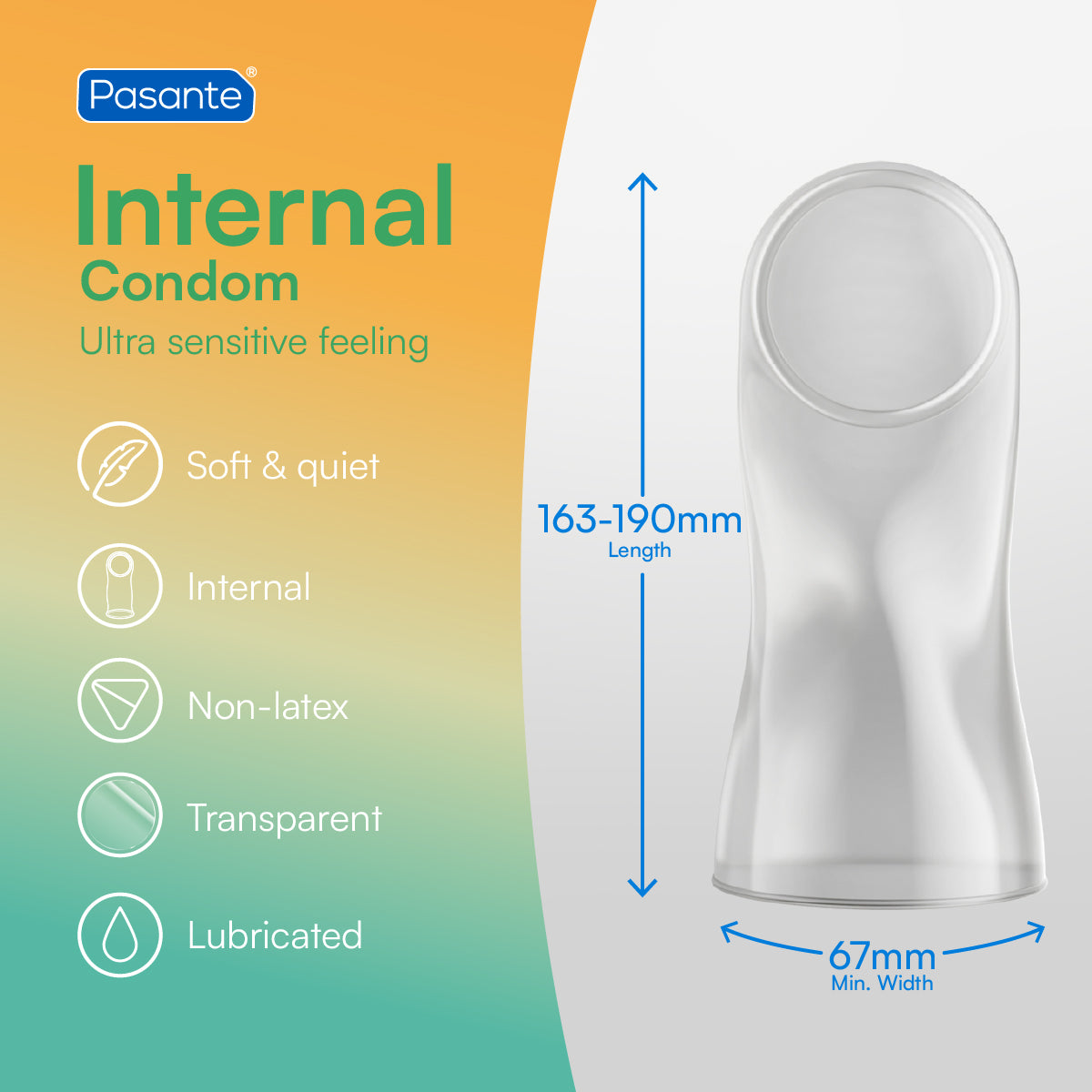 Pasante Internal préservatif féminin sans latex nitrile 3 pièces