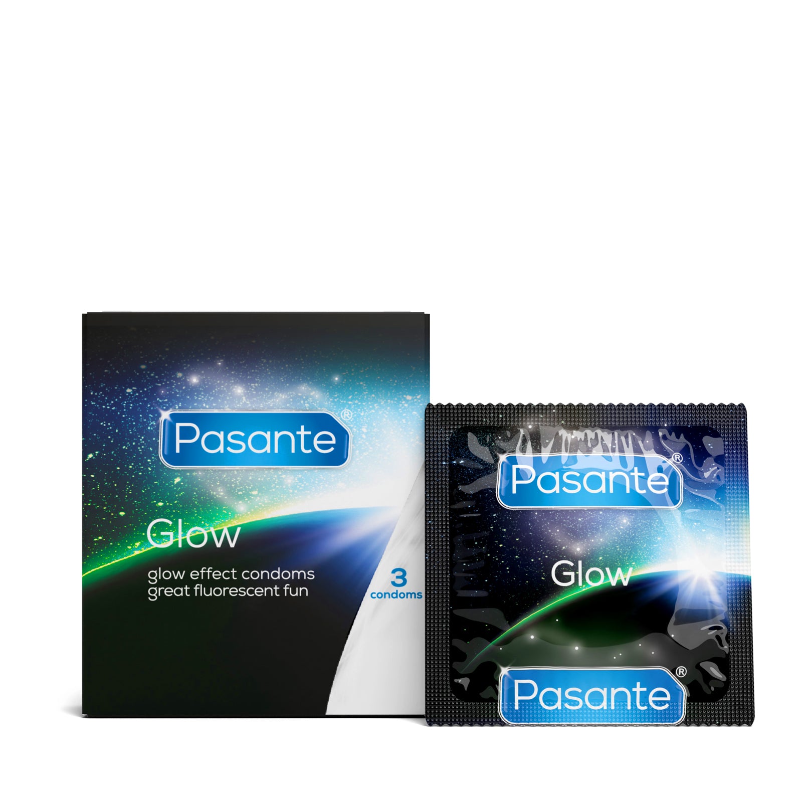 Pasante Glow préservatifs phosphorescents latex 3 pièces