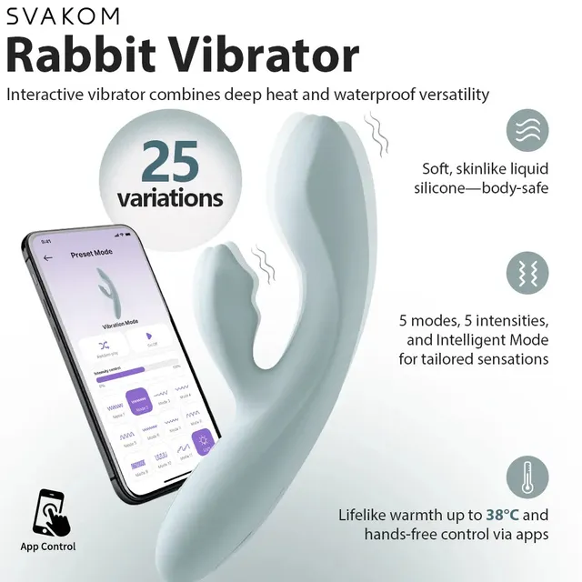 Svakom Chika vibromasseur rabbit chauffant gris turquoise