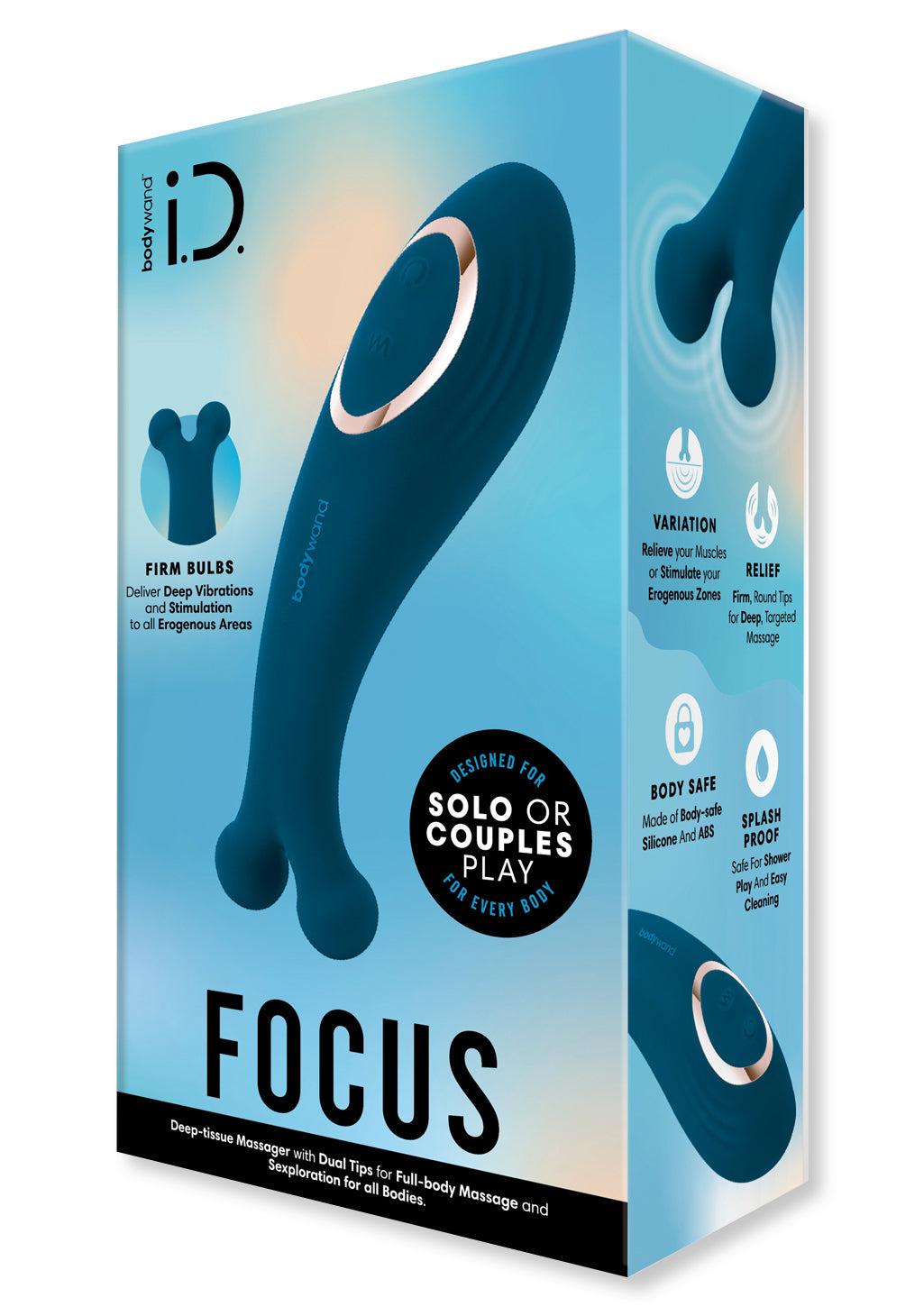 Bodywand Vibes i.D. Focus vibromasseur bleu rechargeable