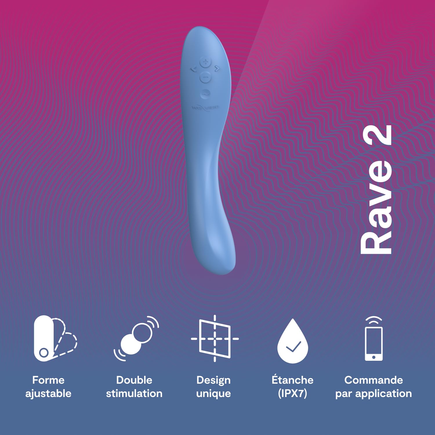 We-Vibe Rave 2 vibromasseur point G bleu connecté