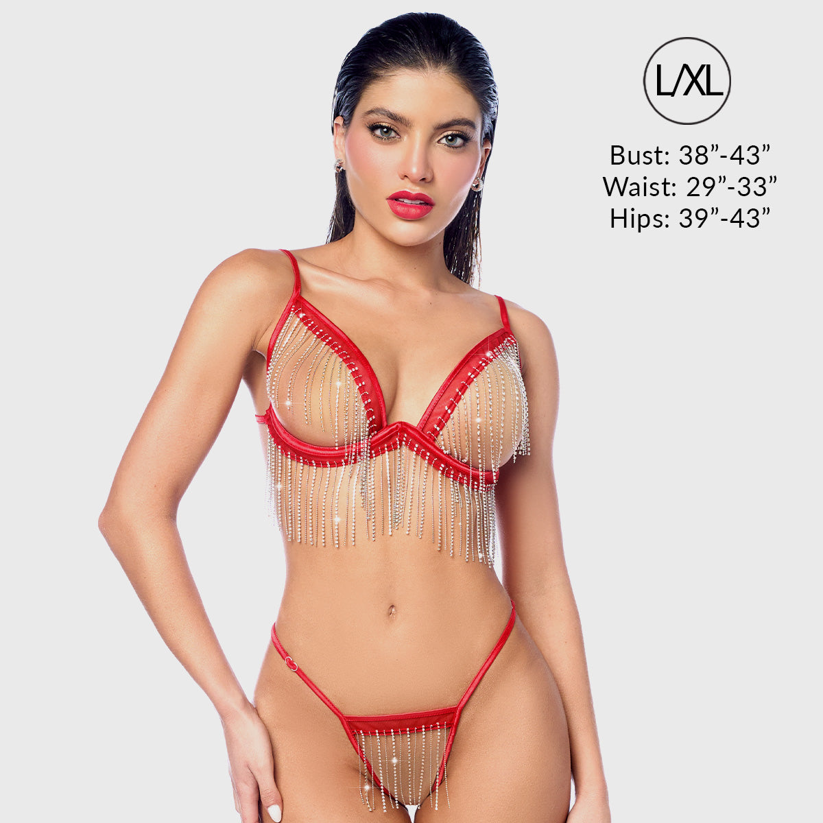 Liberator Zelda rouge S/M ensemble lingerie strass