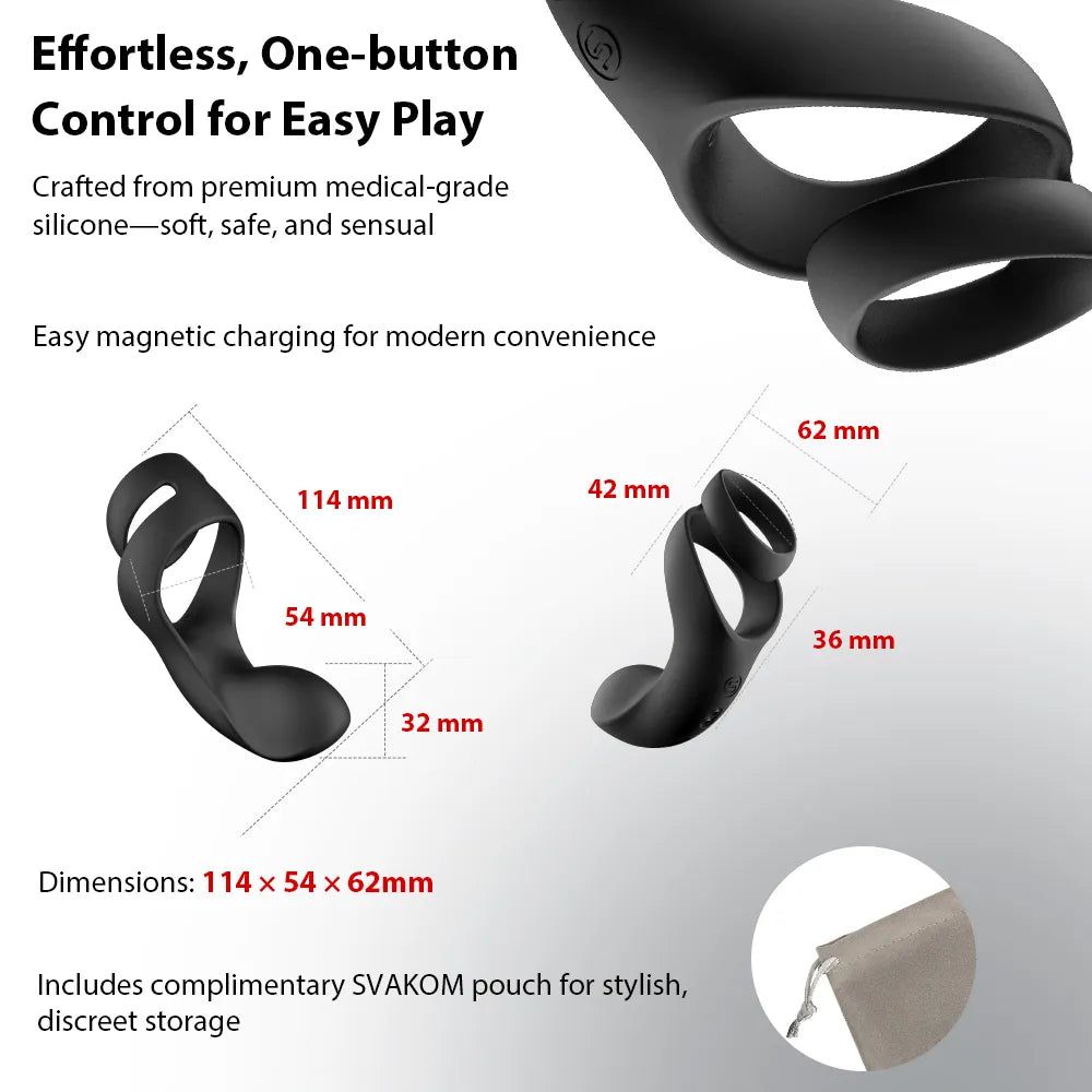 Svakom Benedict anneau vibrant noir étanche USB