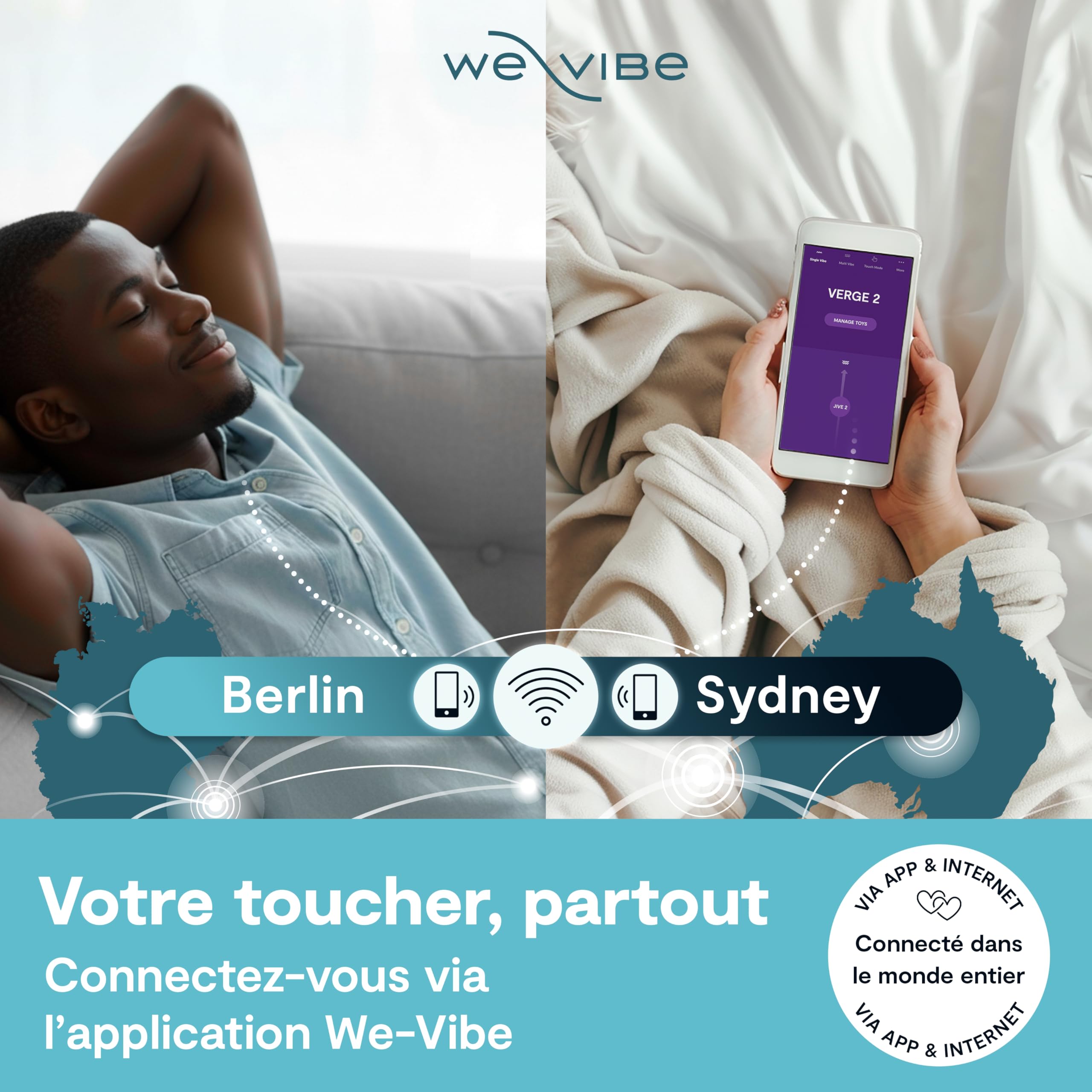 We-Vibe Verge 2 anneau vibrant 52 mm couple silicone