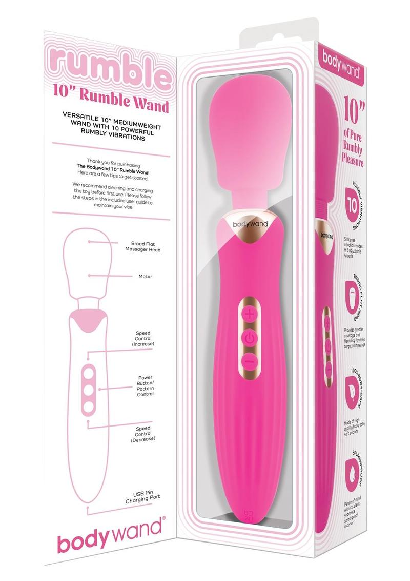Bodywand Rumble baguette vibrante 10" rose rechargeable