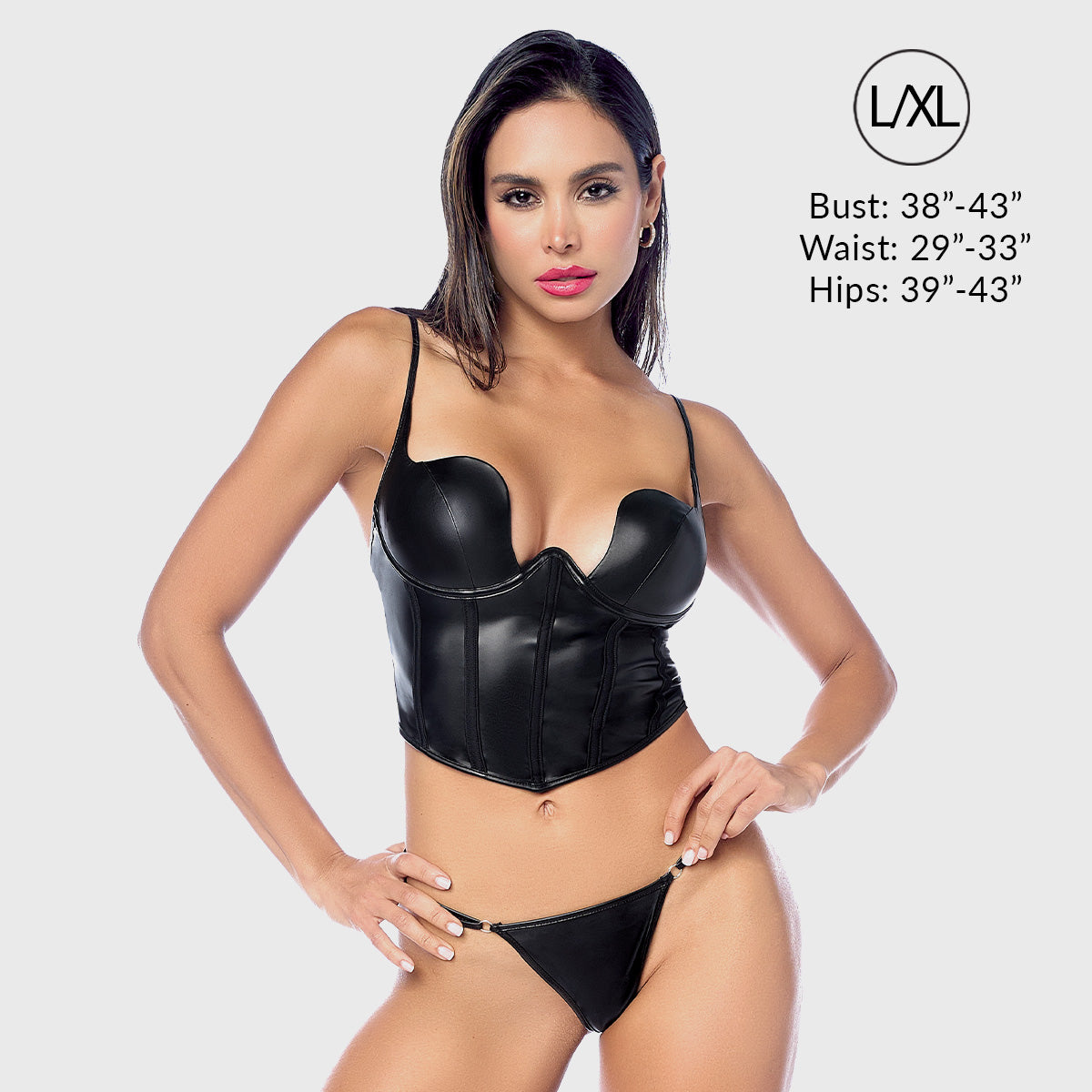 Liberator Nyx Bustier & Panty Ensemble Lingerie Simili Cuir S/M