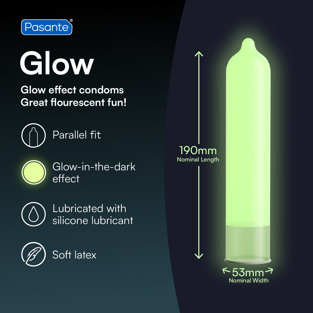 Pasante Variety préservatifs mixtes Climax Glow + menthe 75 ml