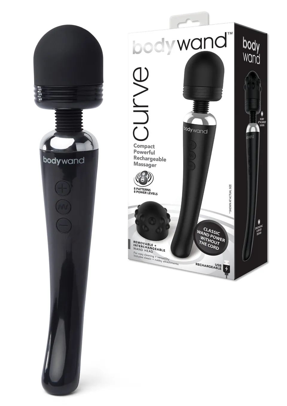 Bodywand Massagers Curve wand vibrant noir rechargeable