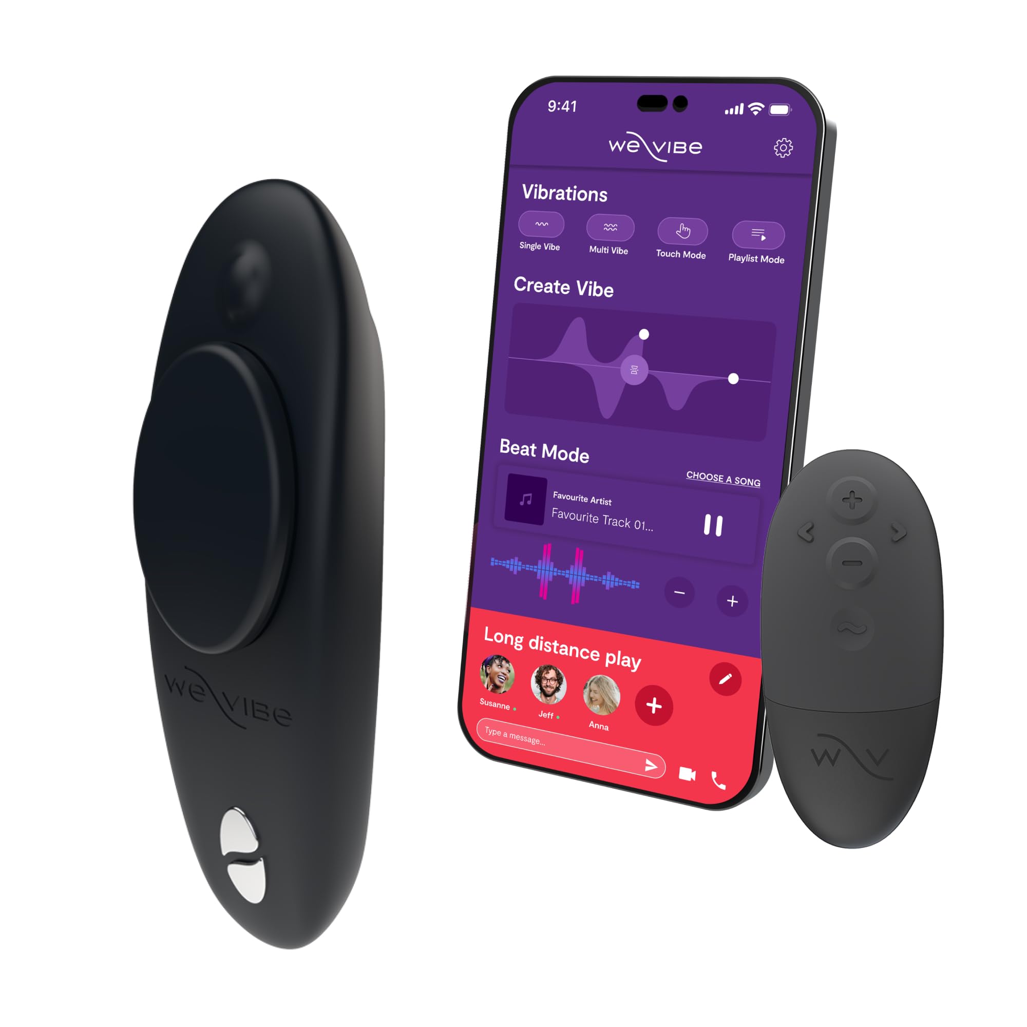 We-Vibe Wearable Moxie vibromasseur culotte noir satiné