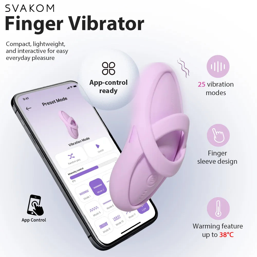 Svakom Echo 2 vibromasseur doigt bleu ciel chauffant
