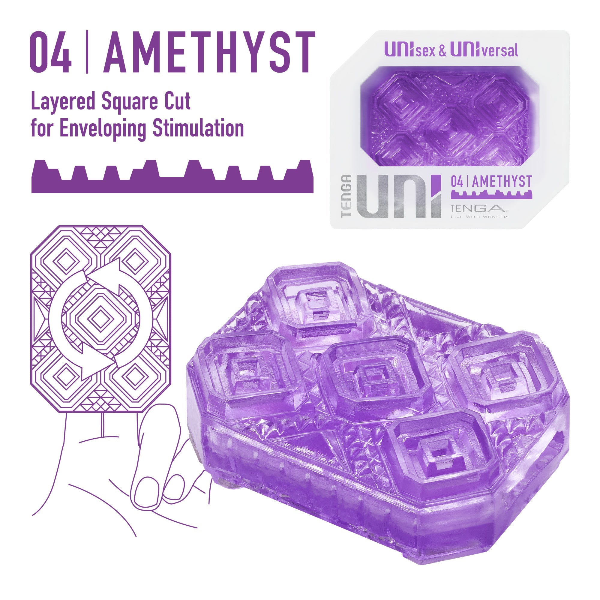 Tenga Uni Amethyst Masturbateur Jetable Stretch Carrés