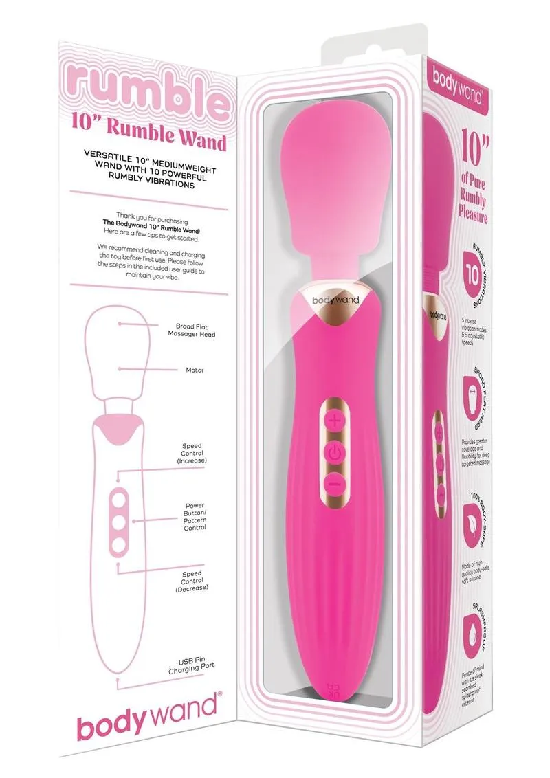 Bodywand Rumble baguette vibrante 10" rose rechargeable