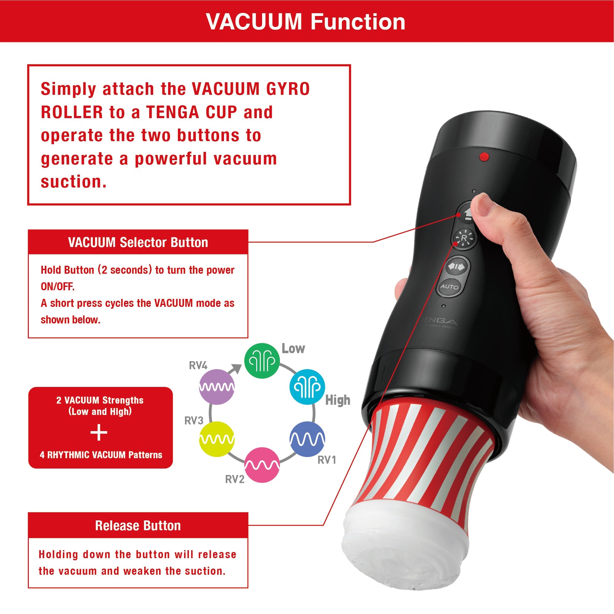 TENGA Vacuum Gyro Roller contrôleur masturbateur aspiration rotation