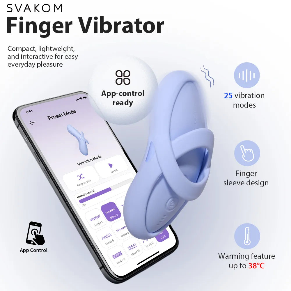 Svakom Echo 2 vibromasseur doigt bleu ciel chauffant