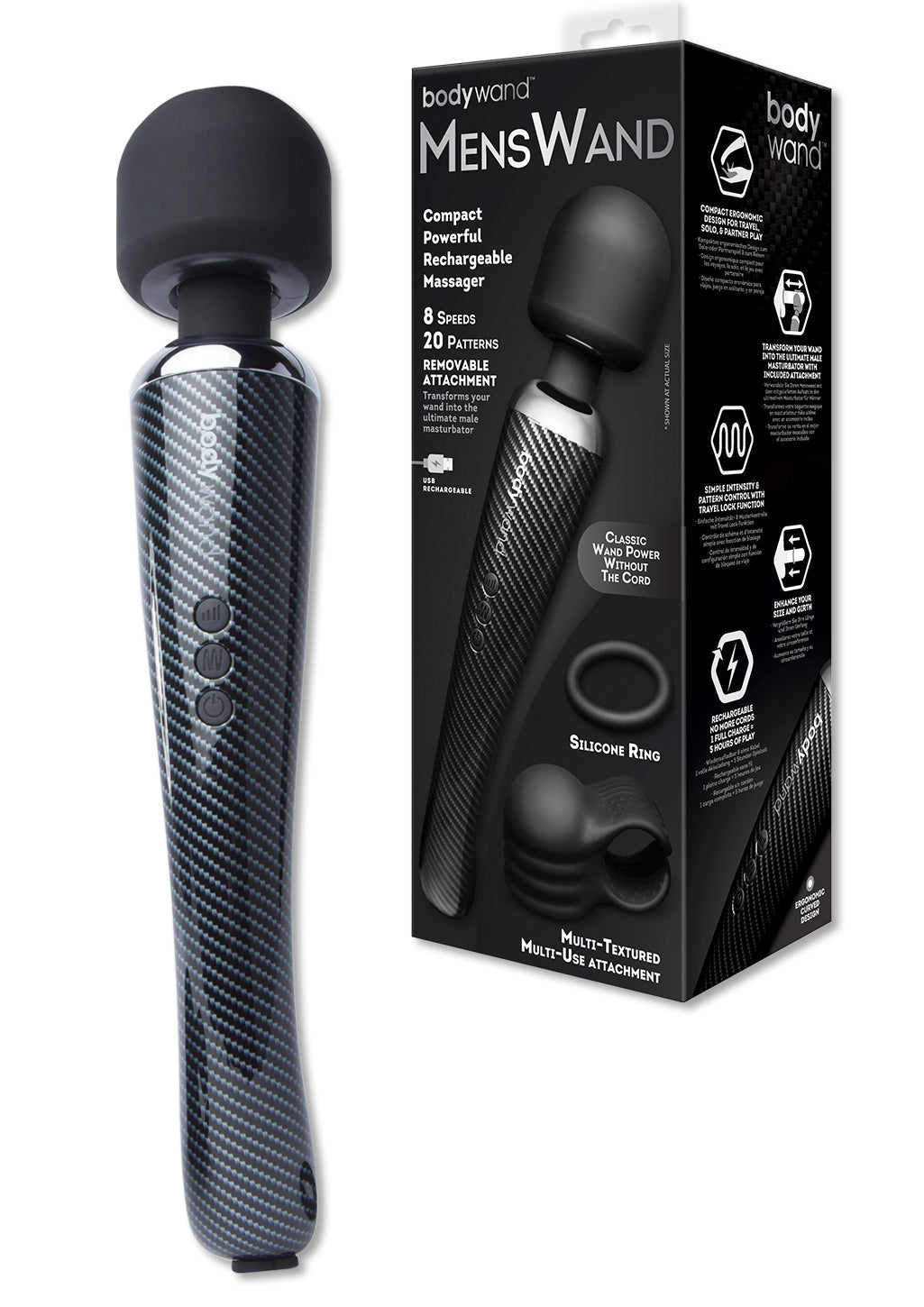 Bodywand MensWand masseur homme USB 8 vitesses 20 modes