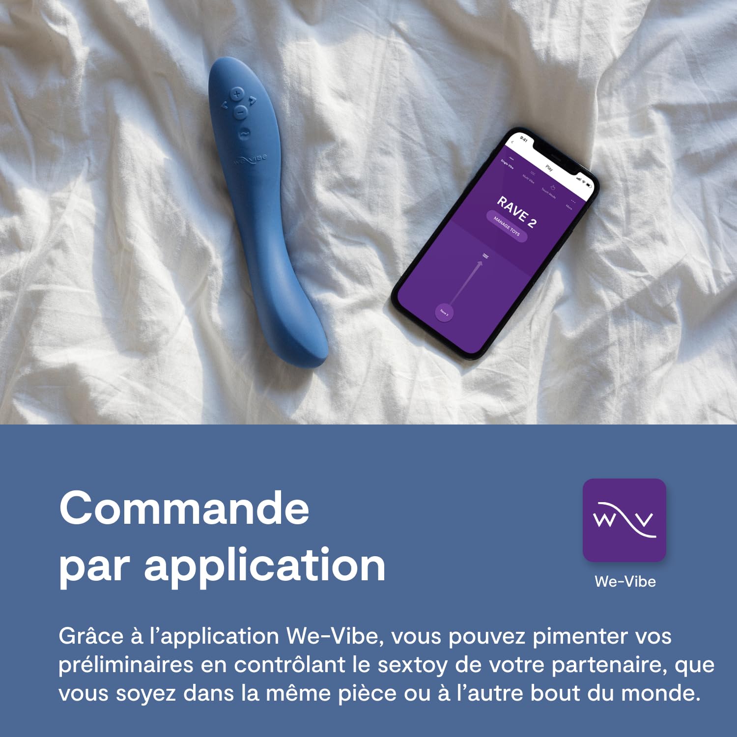 We-Vibe Rave 2 vibromasseur point G bleu connecté