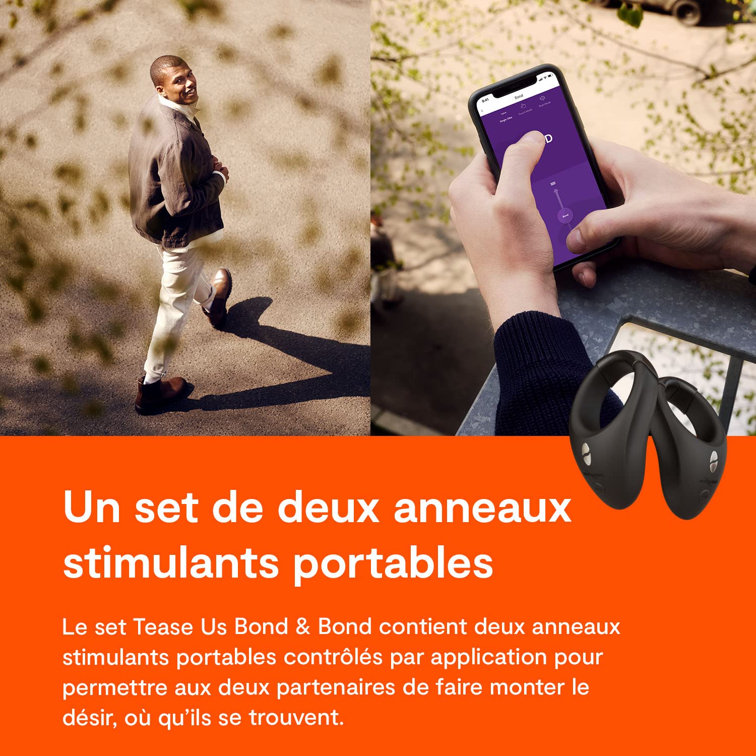 We-Vibe Bond + Bond anneaux péniens vibrants noirs