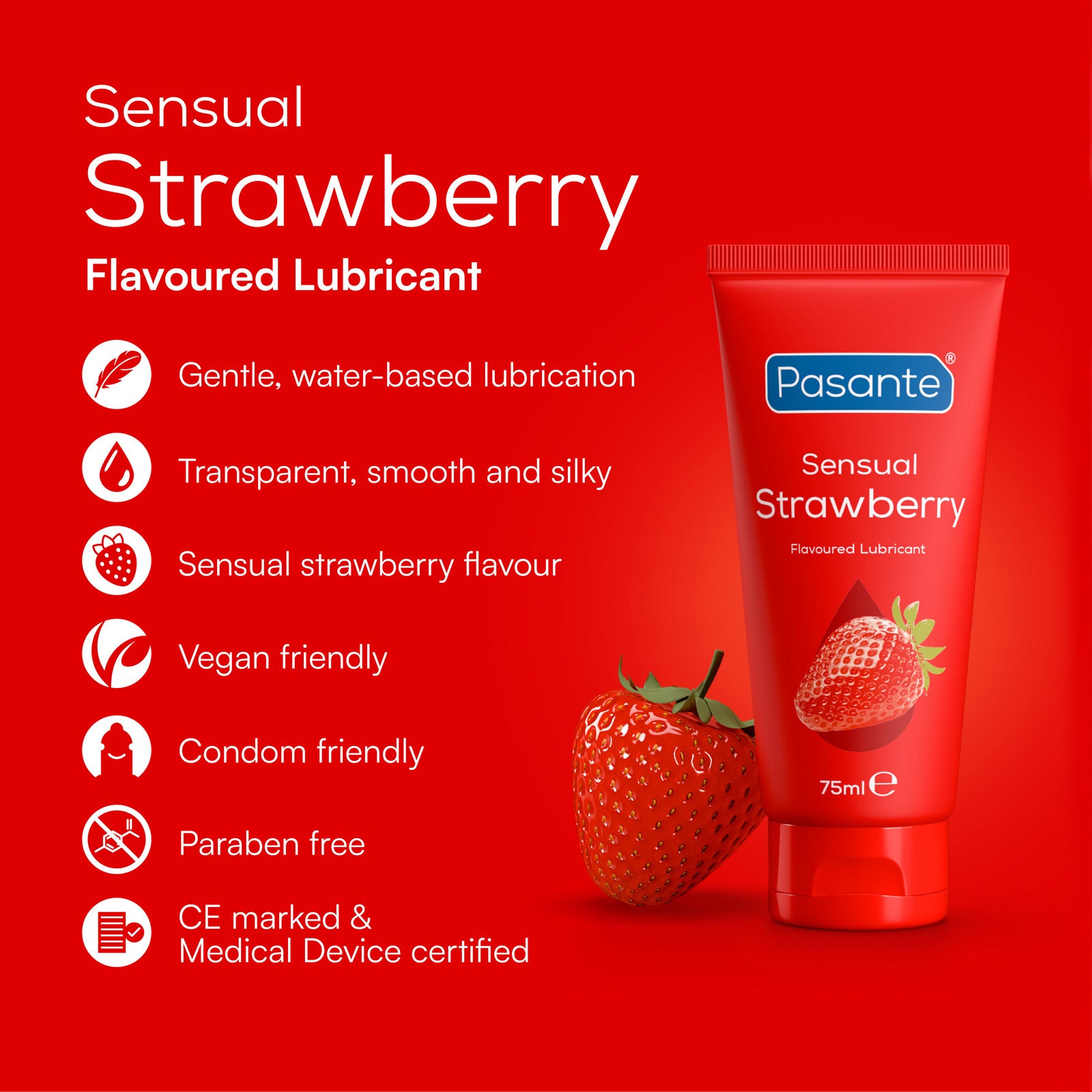 Pasante Fraise lubrifiant intime base eau 75 ml