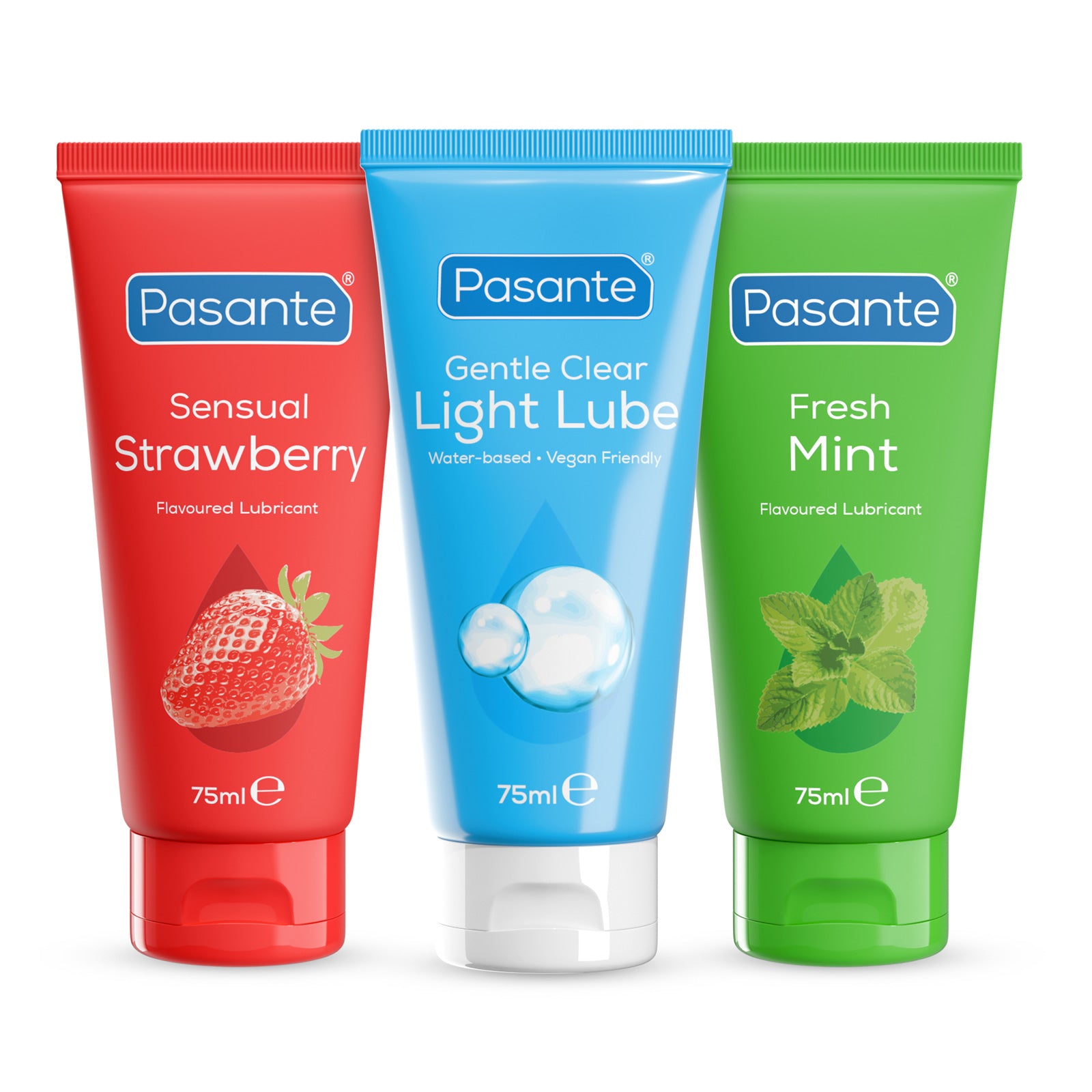Pasante Flavoured Lubes lot 3 lubrifiants fraise menthe doux