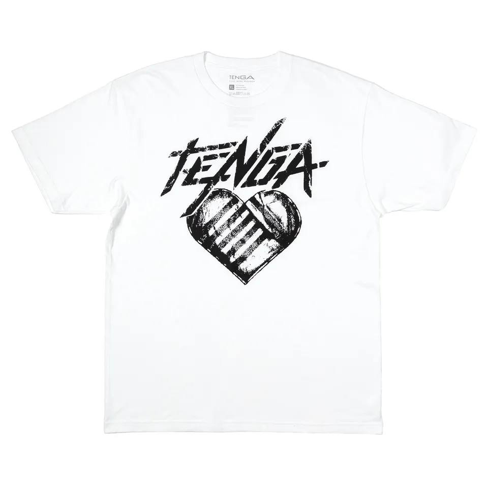 TENGA Hearts T-shirt blanc coton taille L