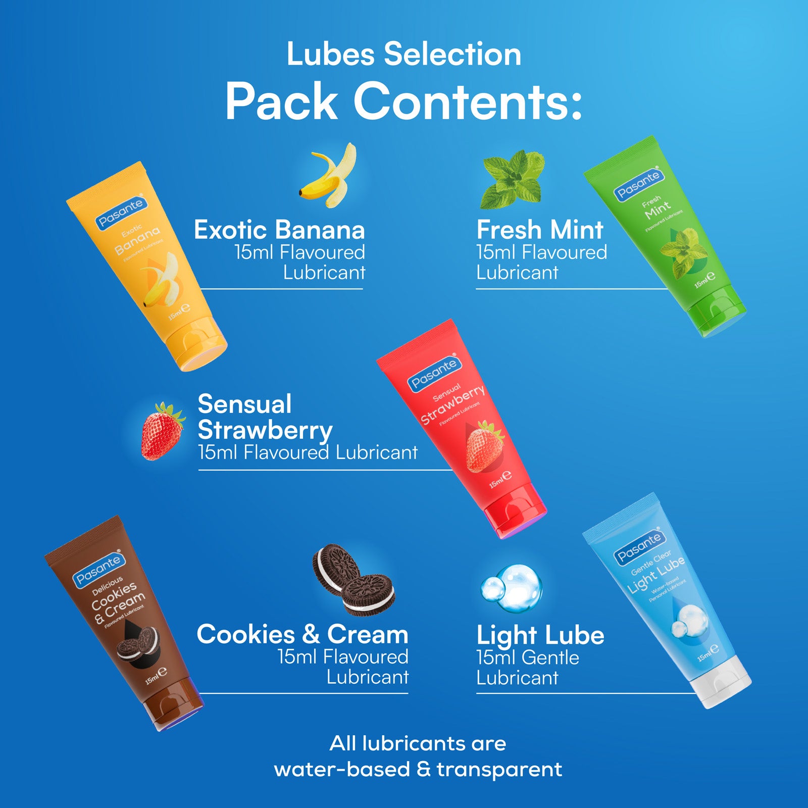 Pasante Mini Lubes lubrifiant aromatisé 5x15ml